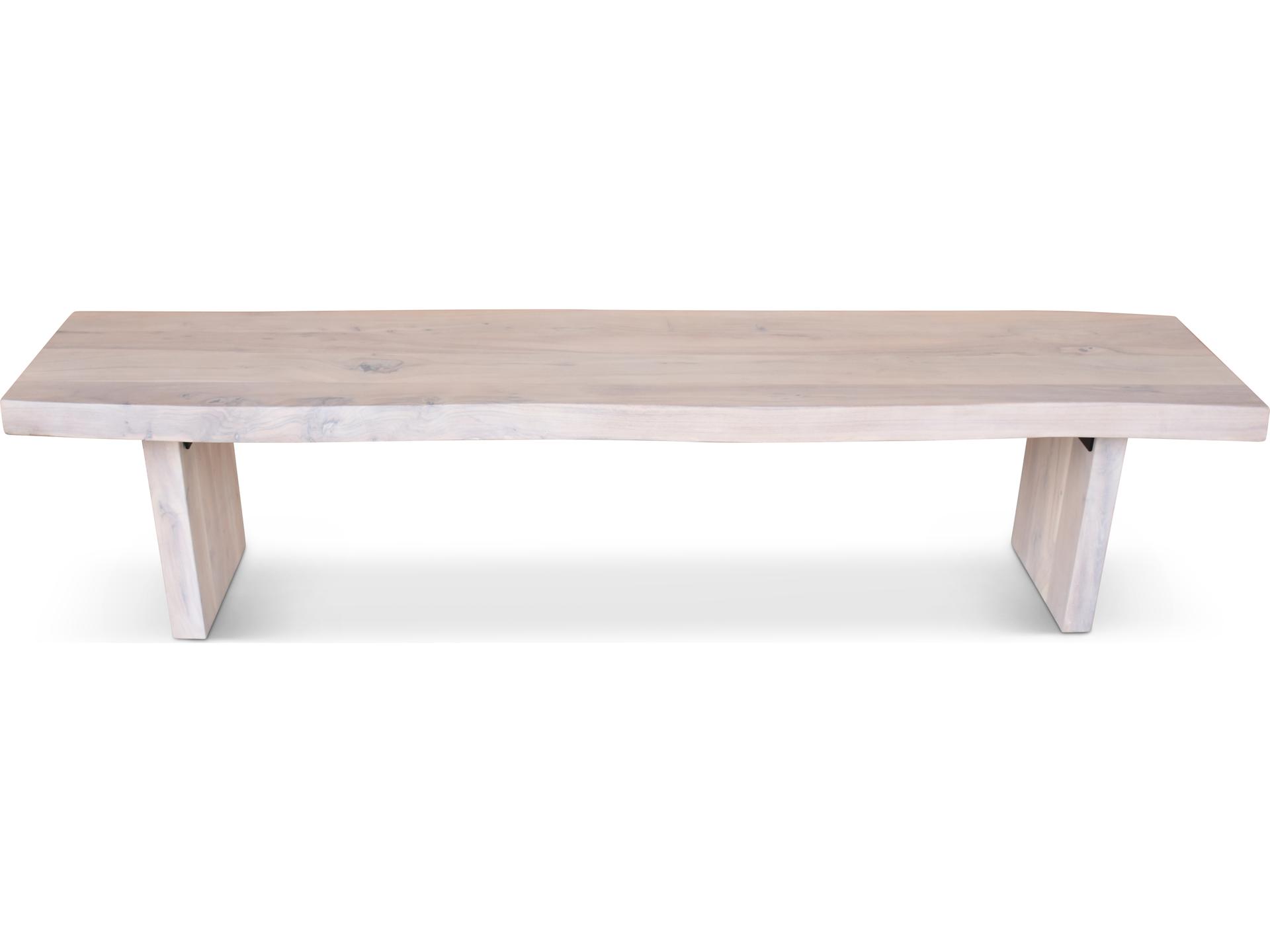 Brooks Bench 65-Inch White Wash Live Edge