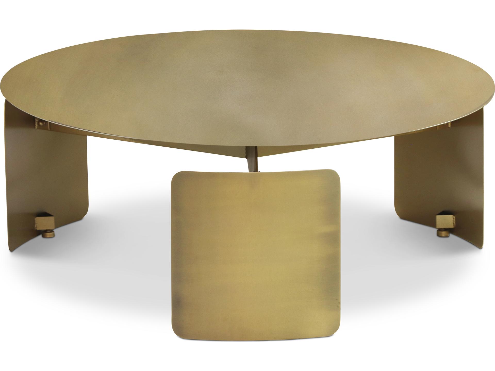 Senshi Round Metal Industrial Brass Coffee Table