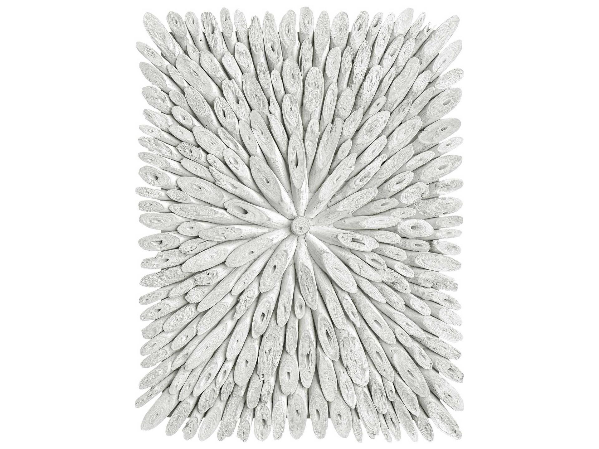 Bahama Wood Whitewashed Sunburst Wall Decor