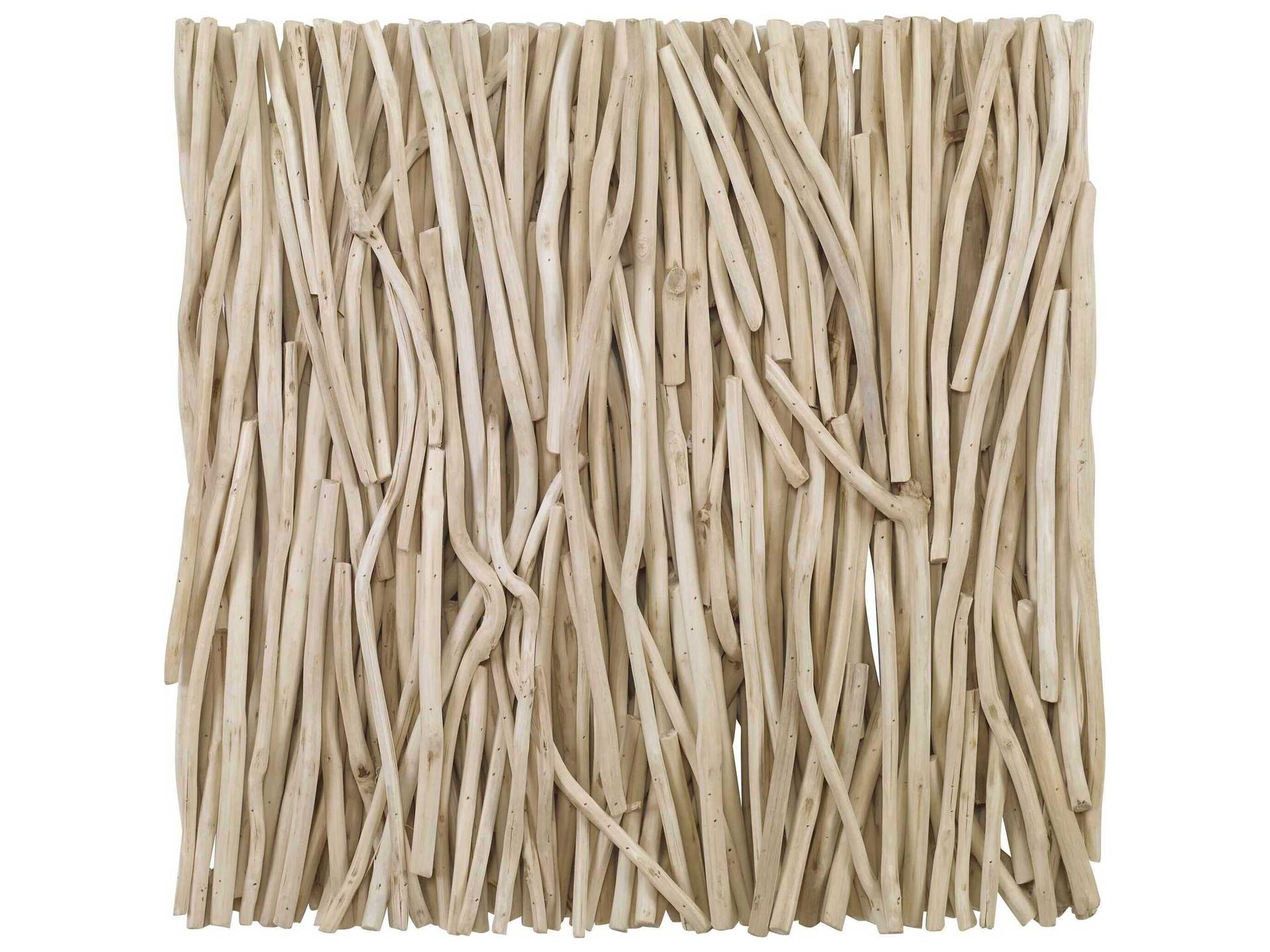Gathered Teak Square Bleached Wood Wall Decor