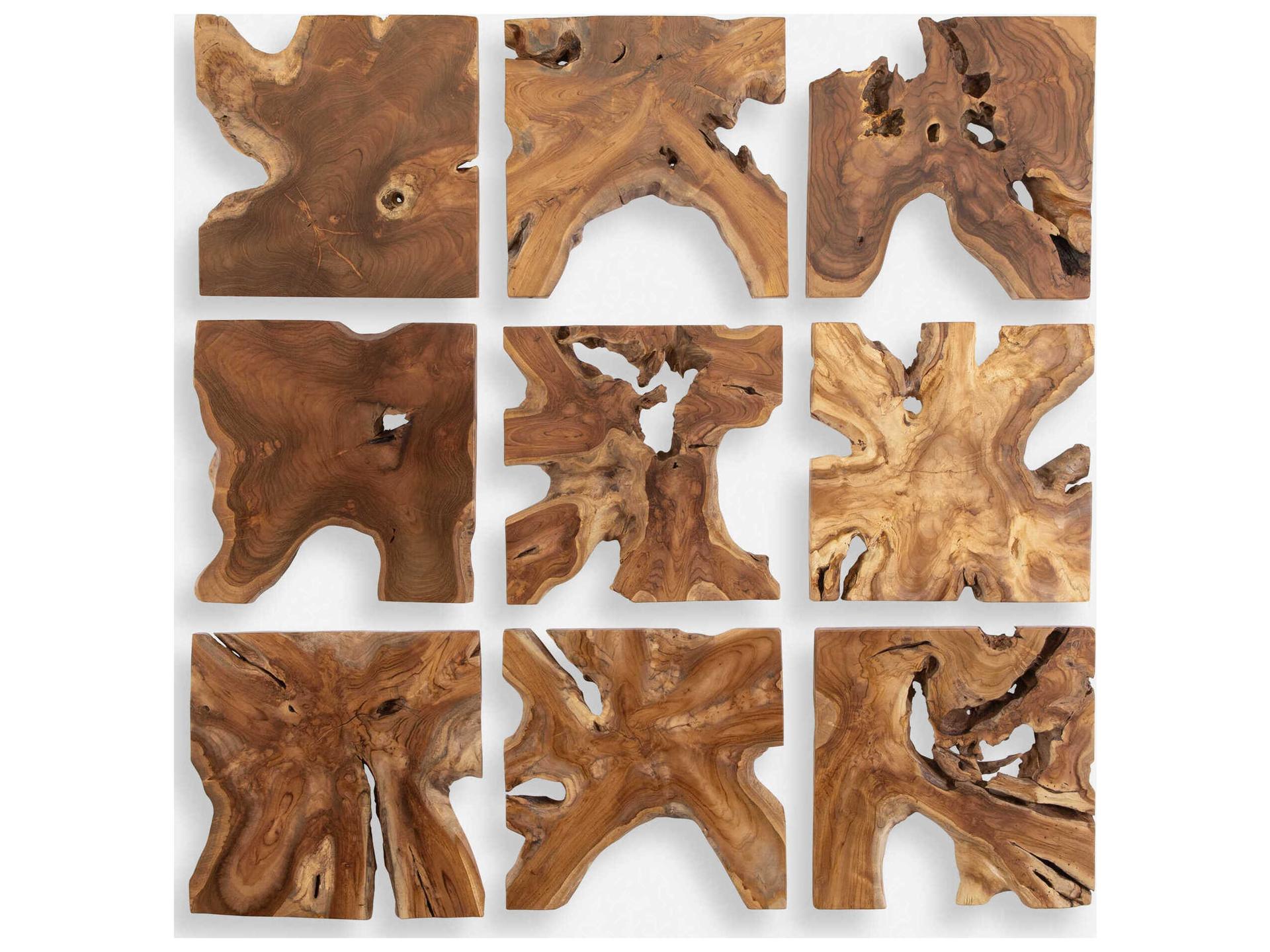 Talia Wood Wall Decor Set of 9 Panels with Light Honey Stain
