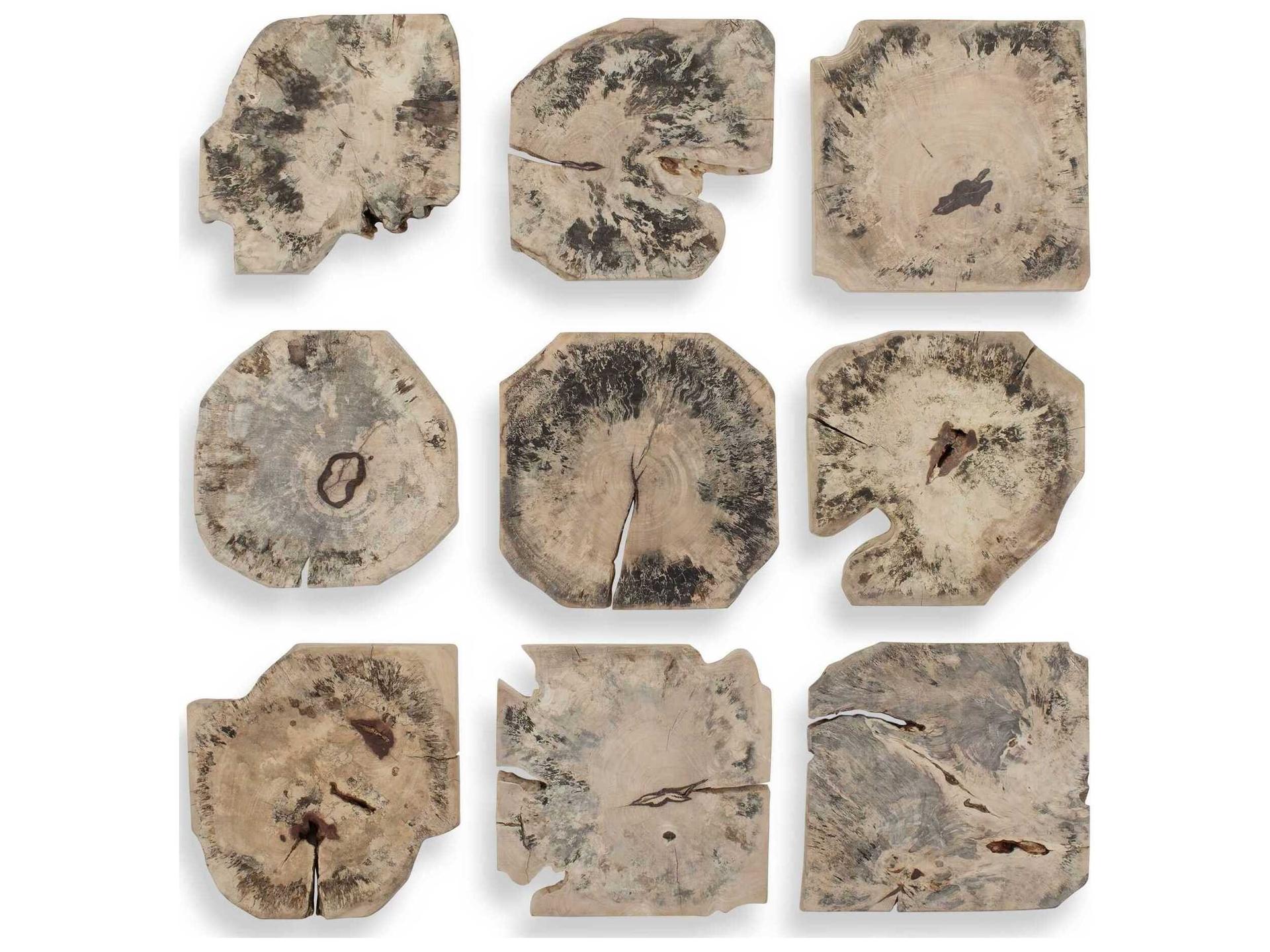 Bahati Wall Decor Set of 9 Light Bleached Tamarind Wood