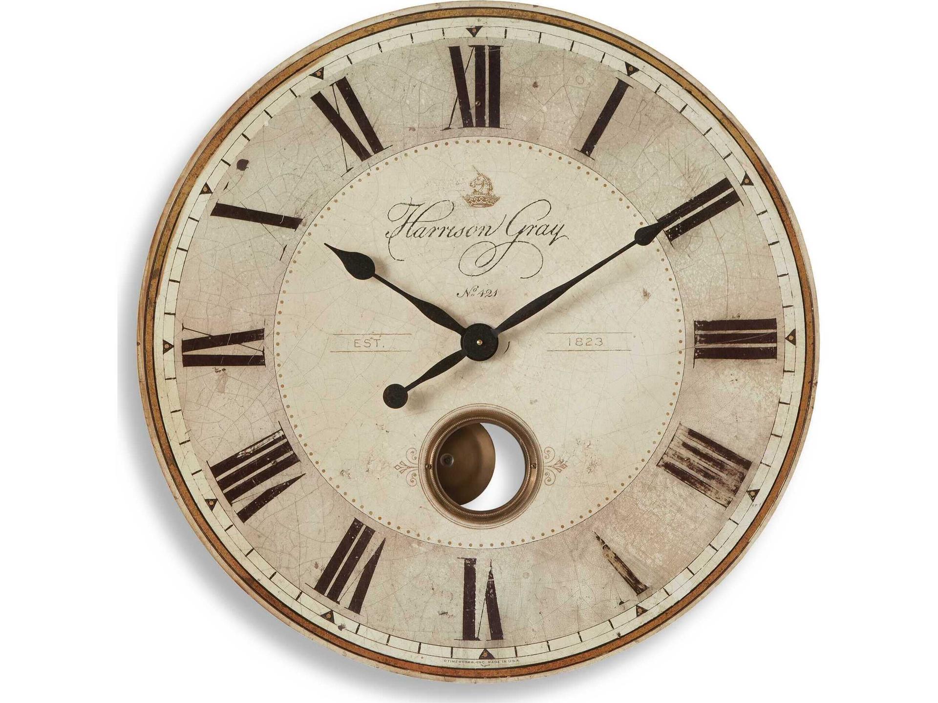 Harrison Gray 30-Inch Wall Clock with Internal Pendulum