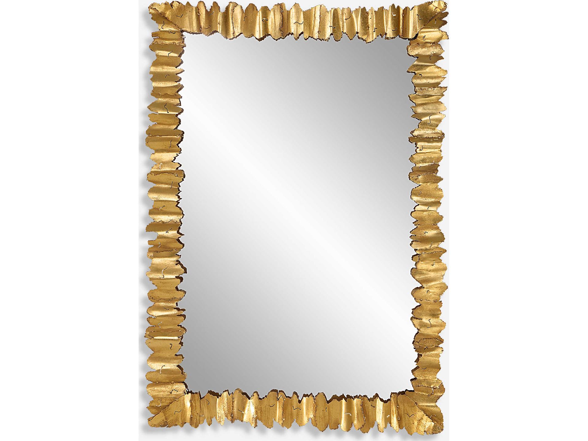Lev Antique Gold Rectangular Mirror with Layered Steel Frame