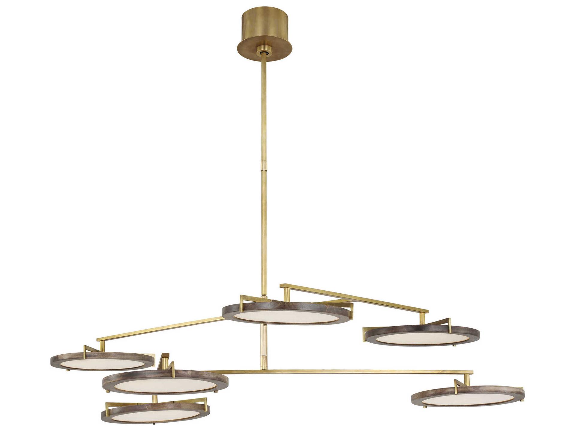 Visual Comfort Modern Shuffle 6-Light Natural Brass Round Chandelier