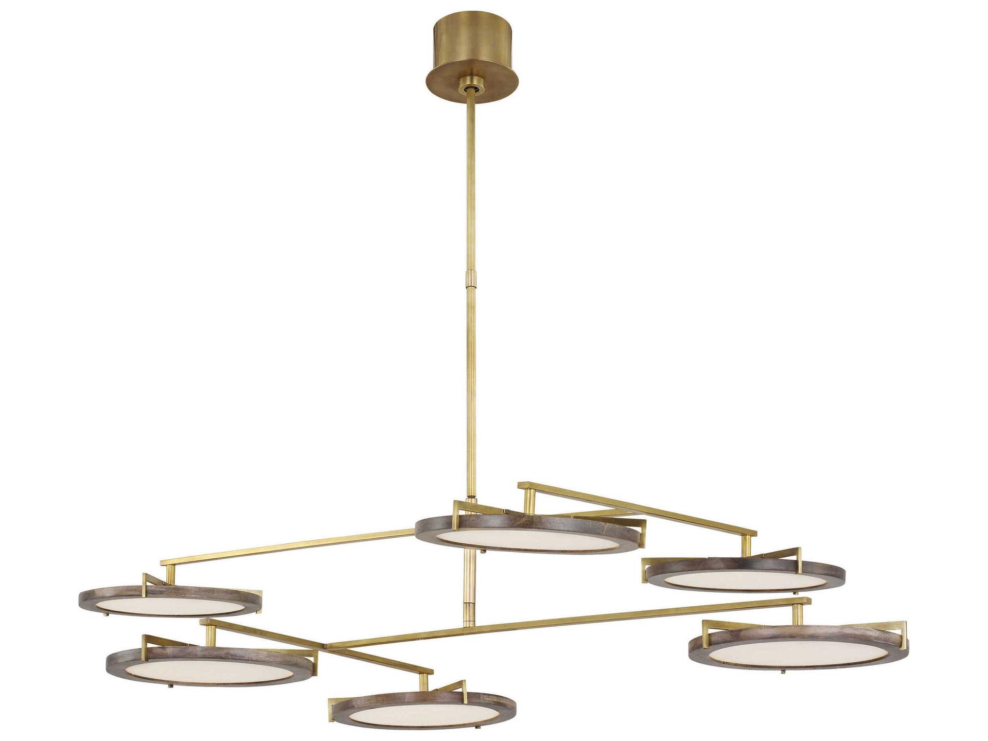 Visual Comfort Modern Shuffle 6-Light Natural Brass Round Chandelier