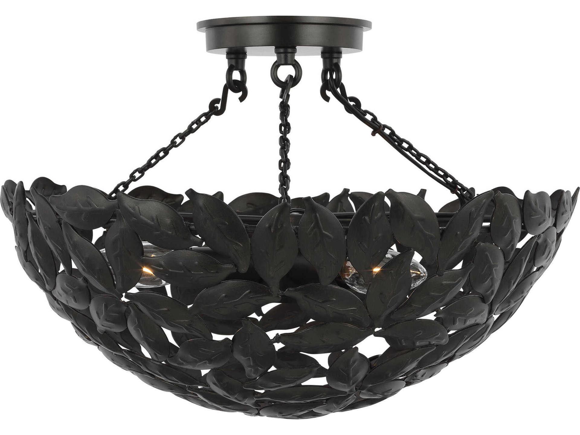 Kelan 3-Light Semi-Flush Mount in Aged Iron by Alexa Hampton