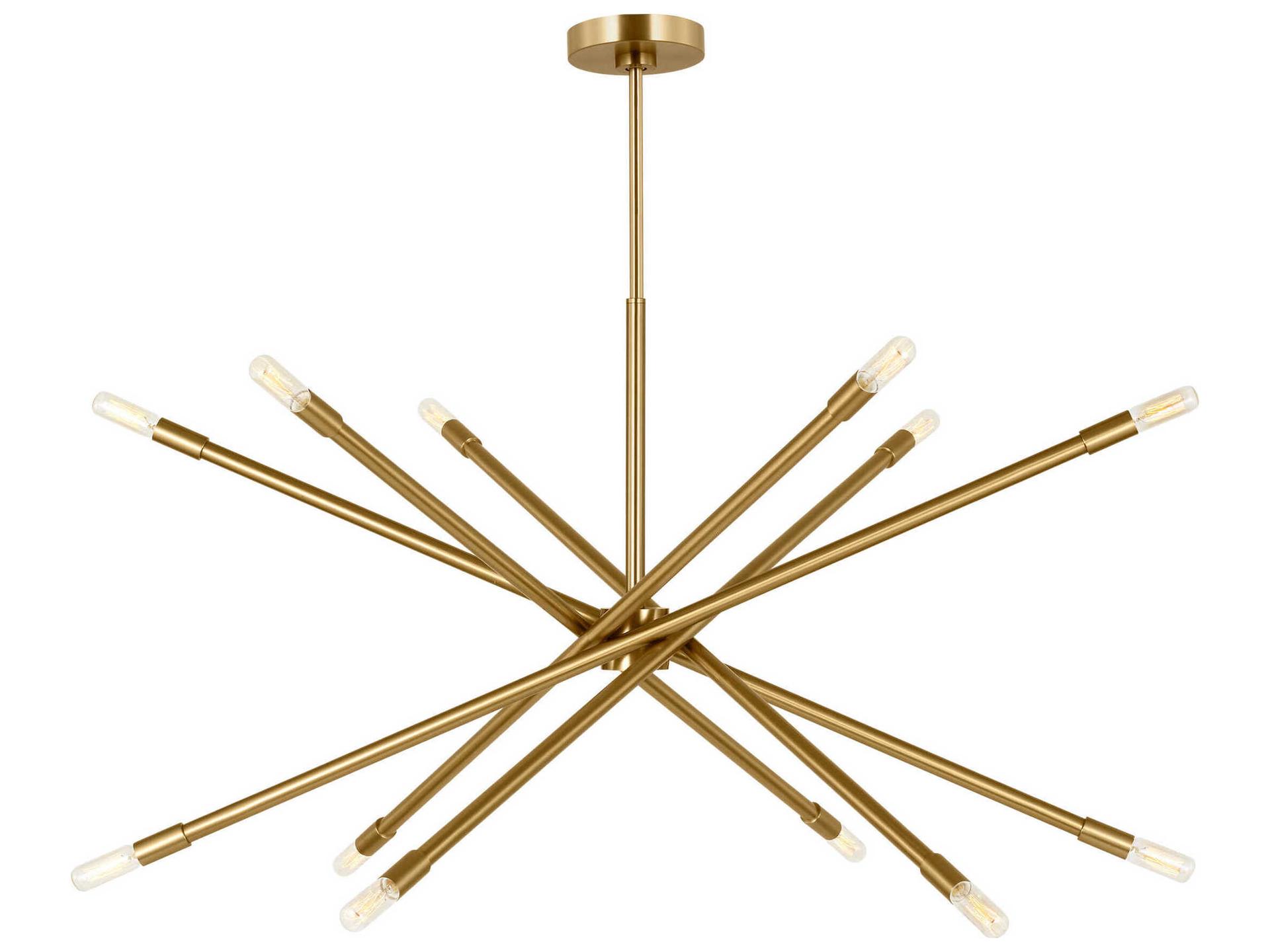 Eastyn 12-Light Chandelier in Burnished Brass Mid-Century Modern