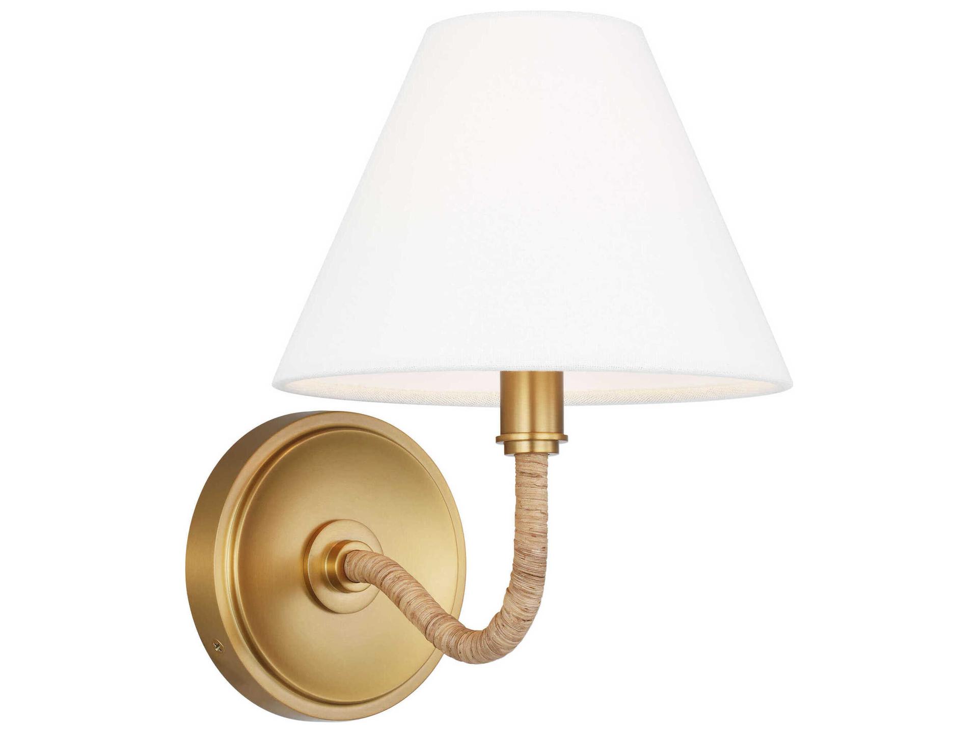 Laguna 1-Light Wall Sconce in Burnished Brass with Linen Shade
