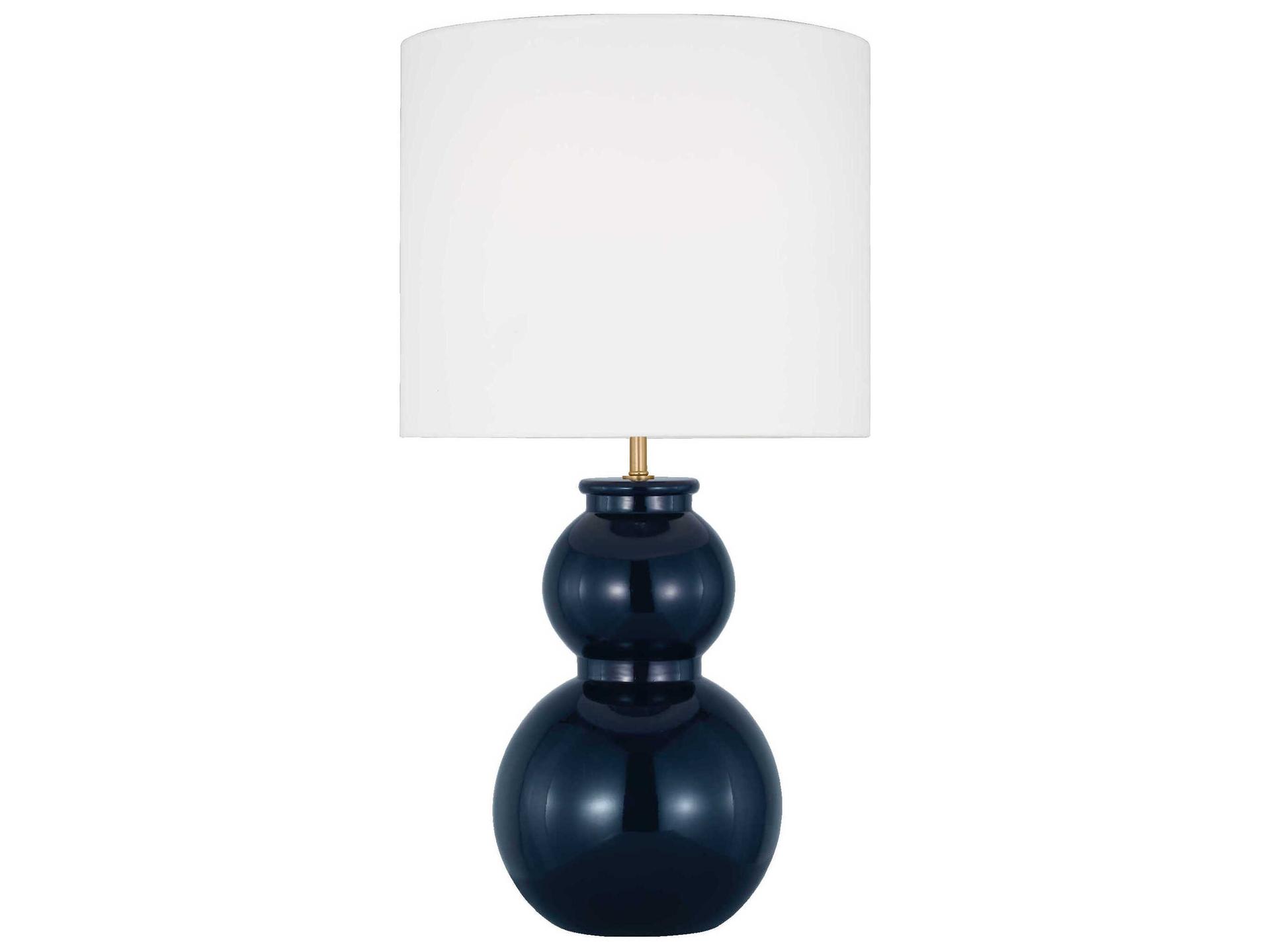 Buckley One Light Table Lamp in Gloss Navy with White Linen Shade
