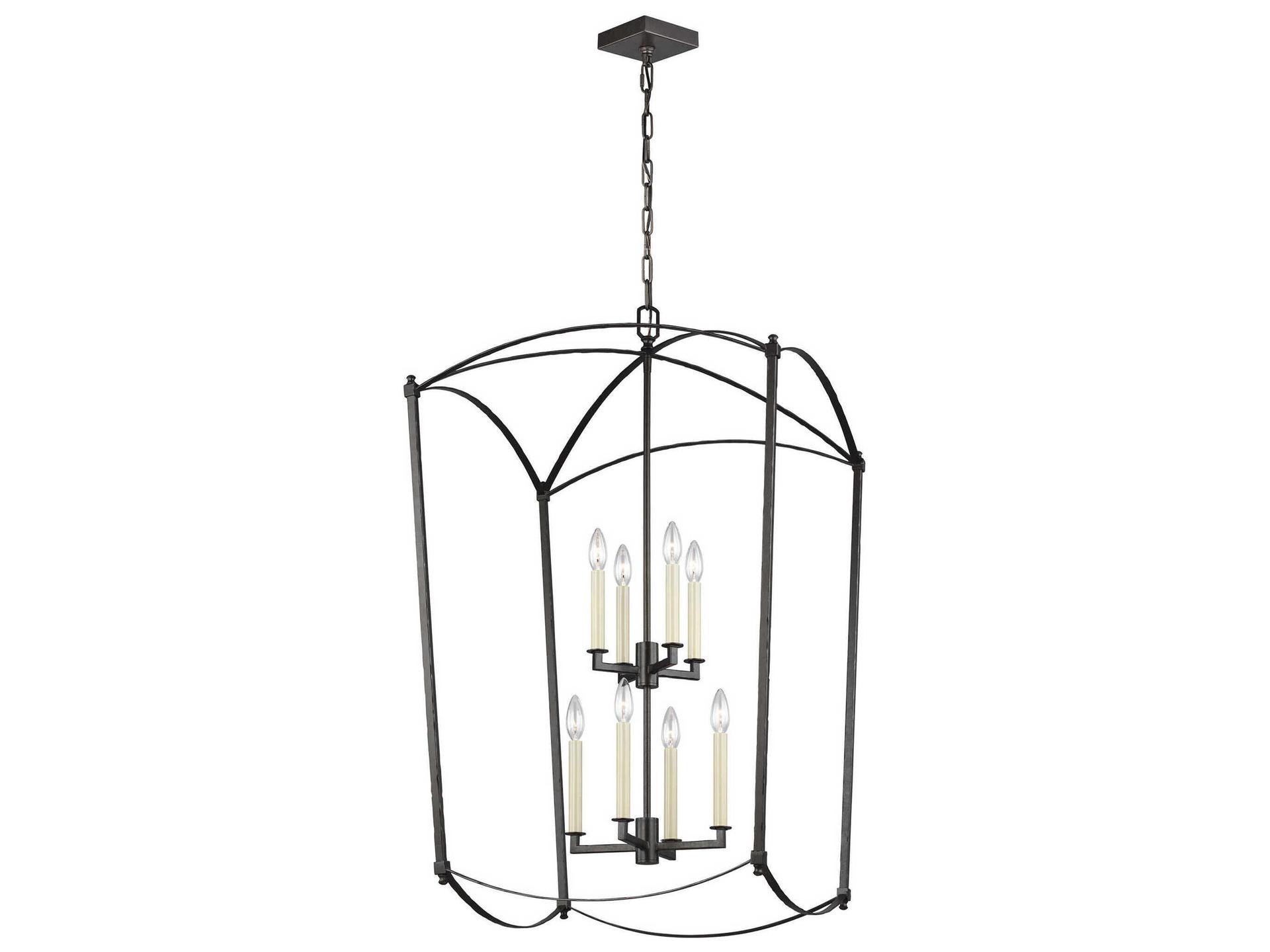 Thayer 8-Light Steel Lantern Chandelier in Smith Steel