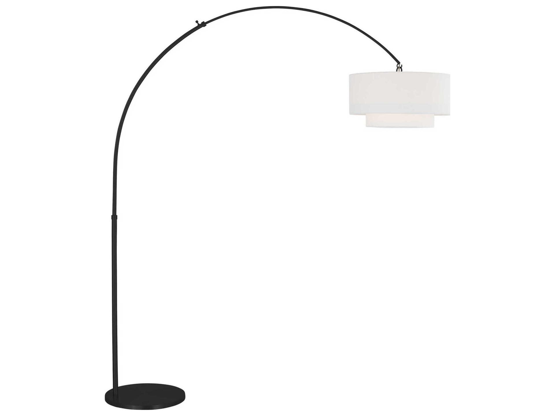 Visual Comfort Studio Sawyer Midnight Black White Linen Floor Lamp