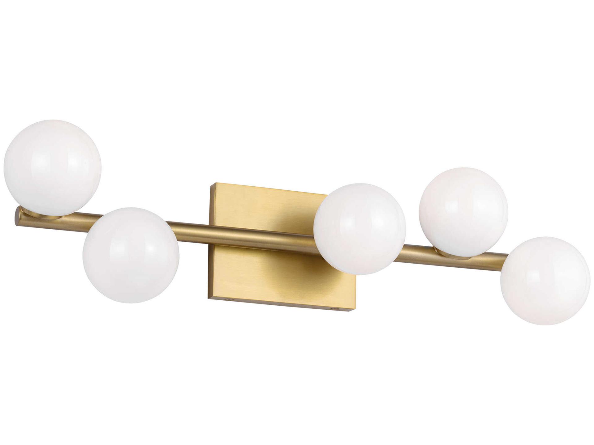 Altair 5-Light Vanity Light in Burnished Brass with Milk Glass