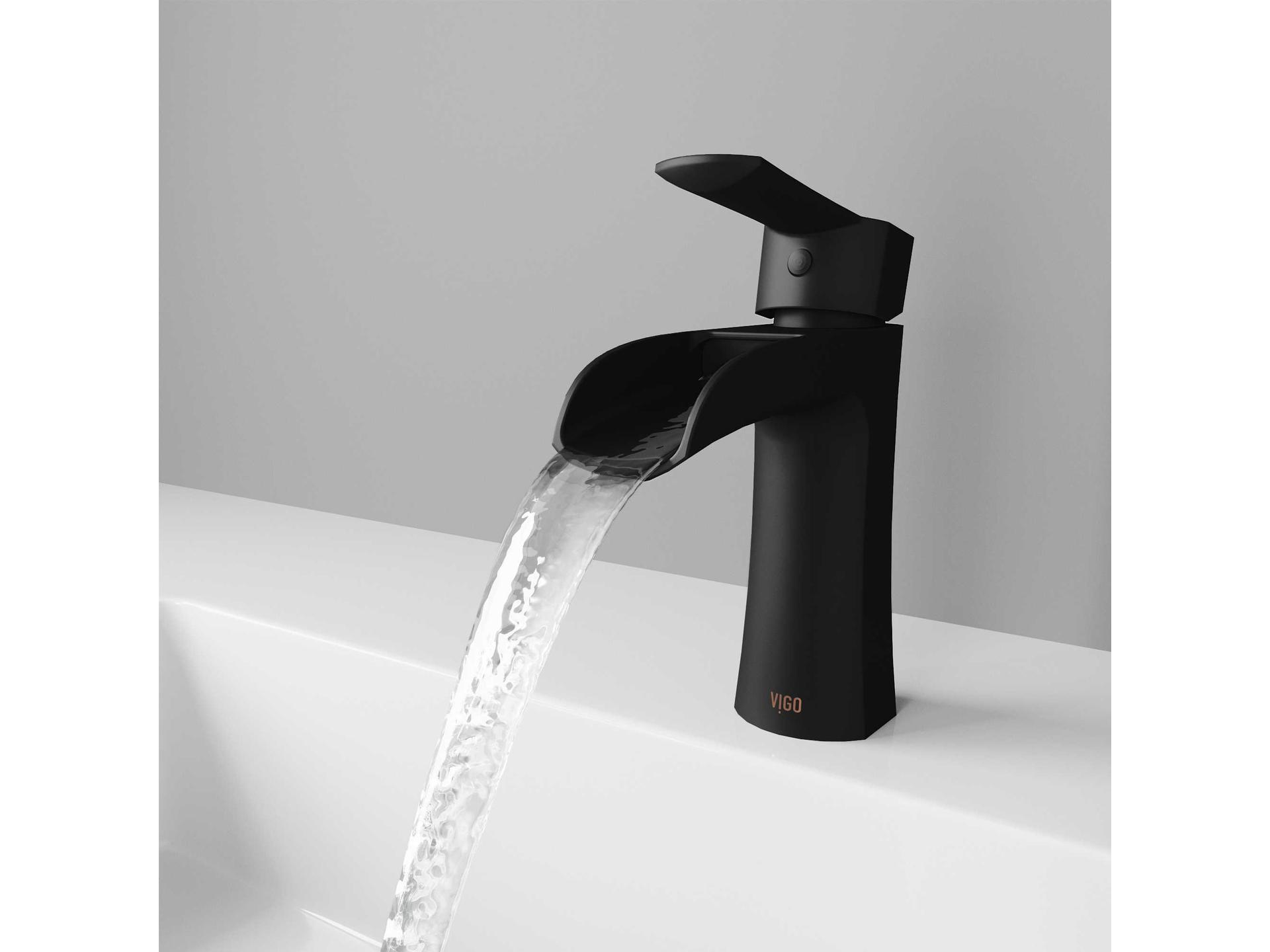 Vigo Paloma Matte Black 1-Handle Waterfall Vessel WaterSense Bathroom Faucet