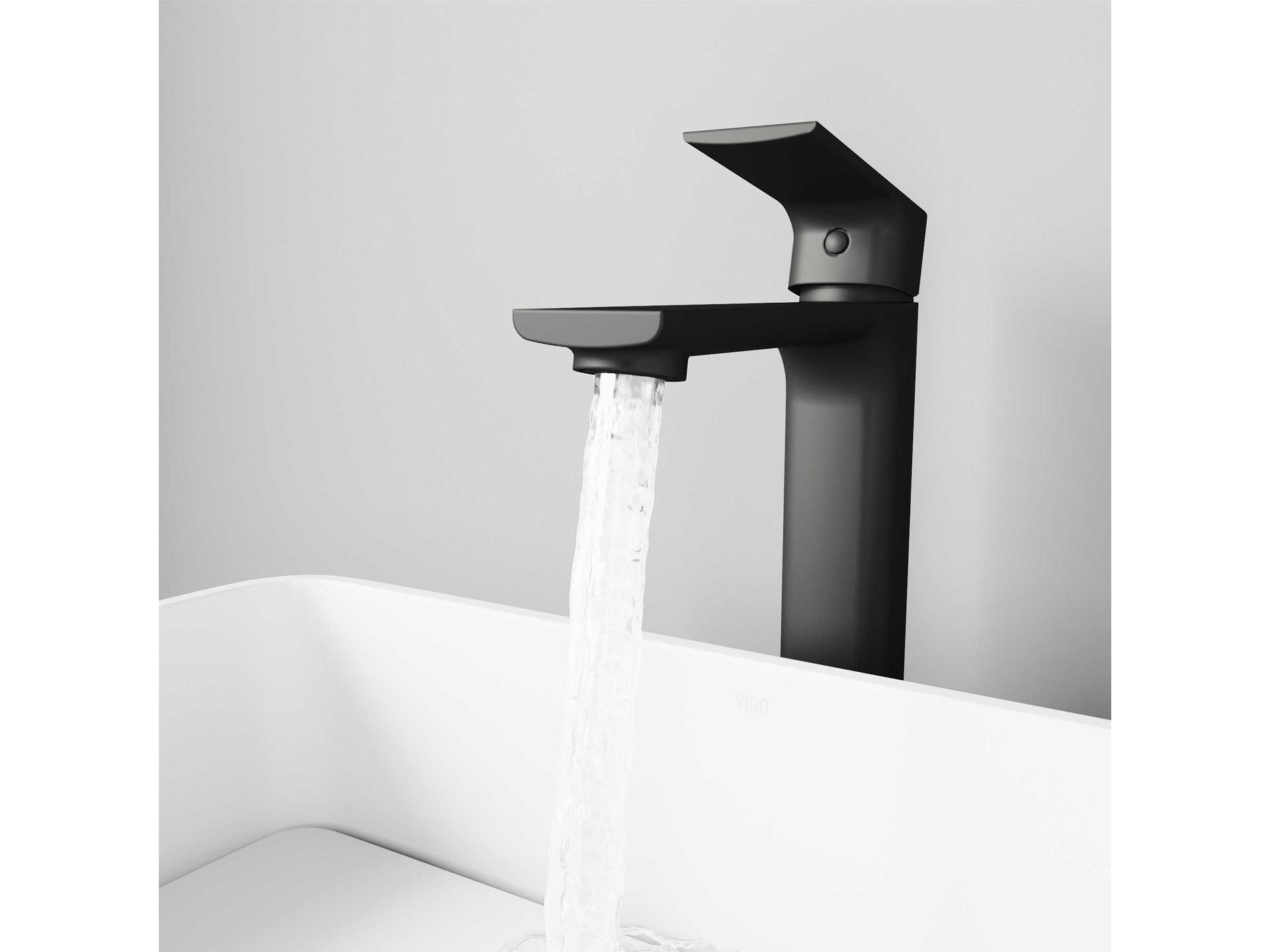 Vigo Norfolk Matte Black 1-Handle Vessel Bathroom Faucet