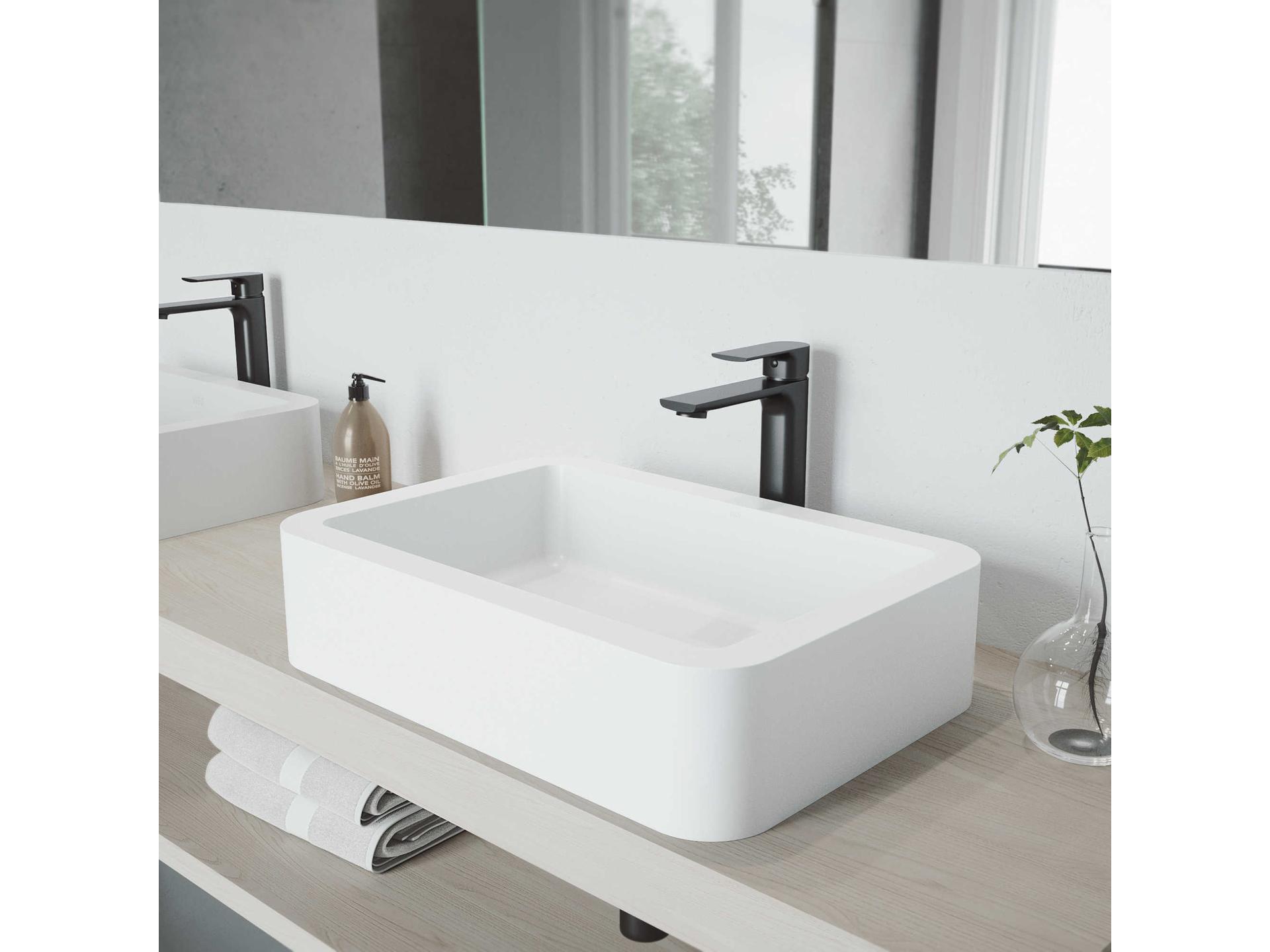 Vigo Norfolk Matte Black 1-Handle Vessel Bathroom Faucet