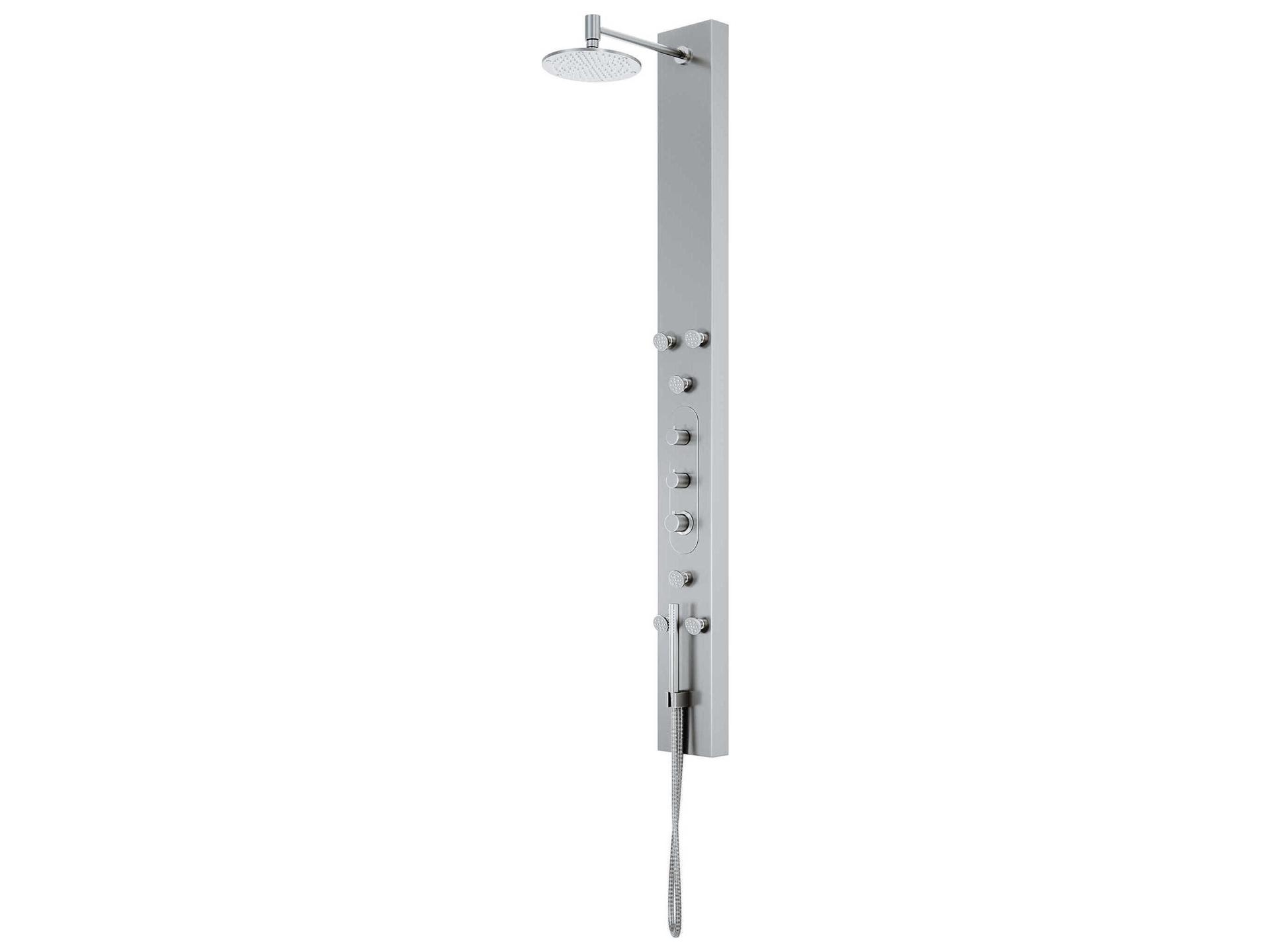 Dilana 6-Jet Shower Panel System with Rainfall Showerhead Hand Shower in Stainless Steel