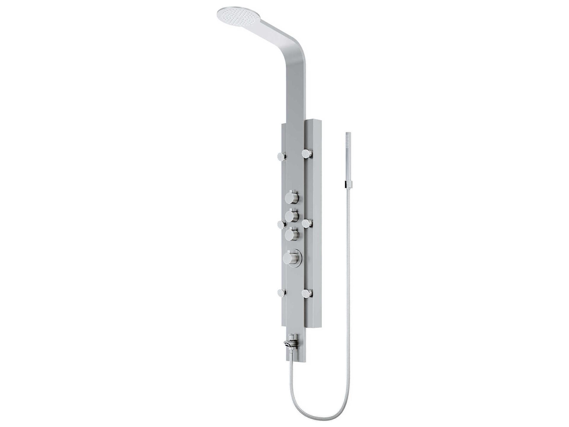 Mateo 6-Jet Shower Panel System with Fixed Rainhead and Hand Shower Wand in Stainless Steel