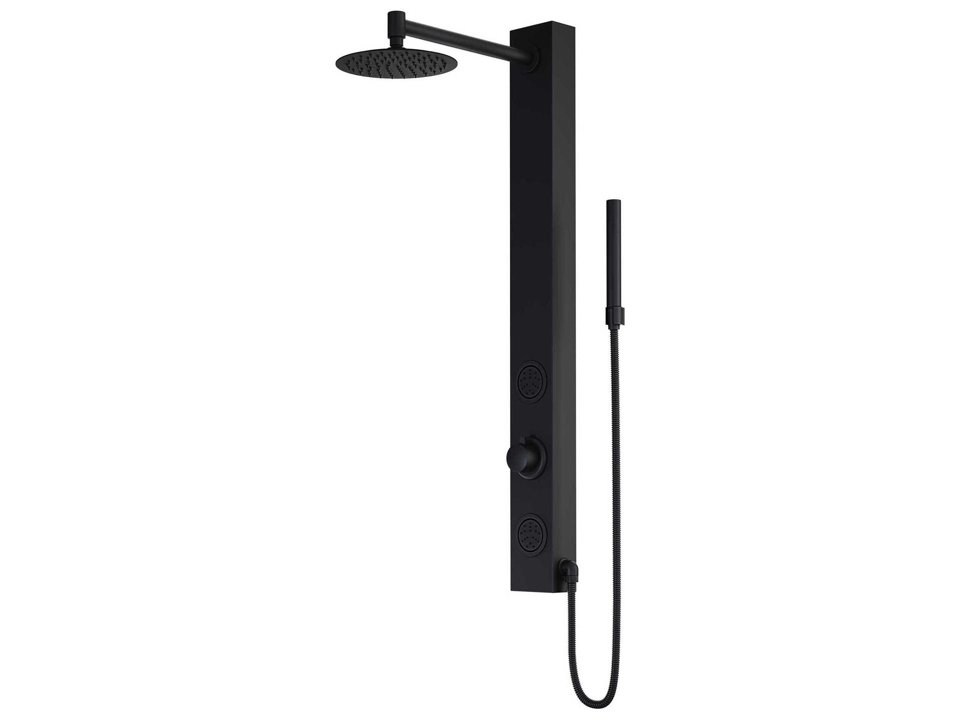 Gardenia 2-Jet Shower Panel System with Rainfall and Hand Shower in Matte Black