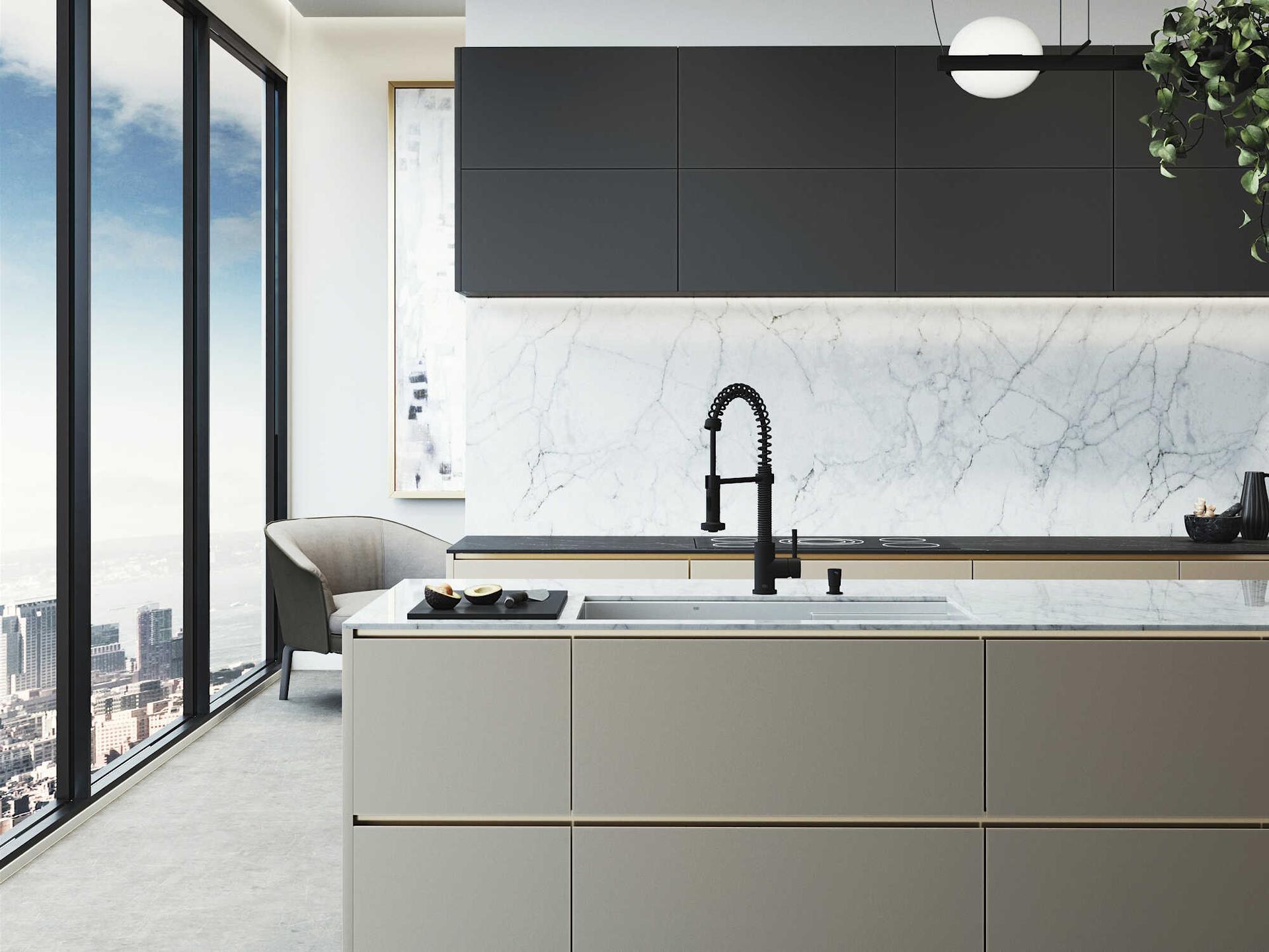 Vigo Hampton Stainless Steel Single Bowl Undermount Workstation Kitchen Sink with Matte Black Faucet and Accessories