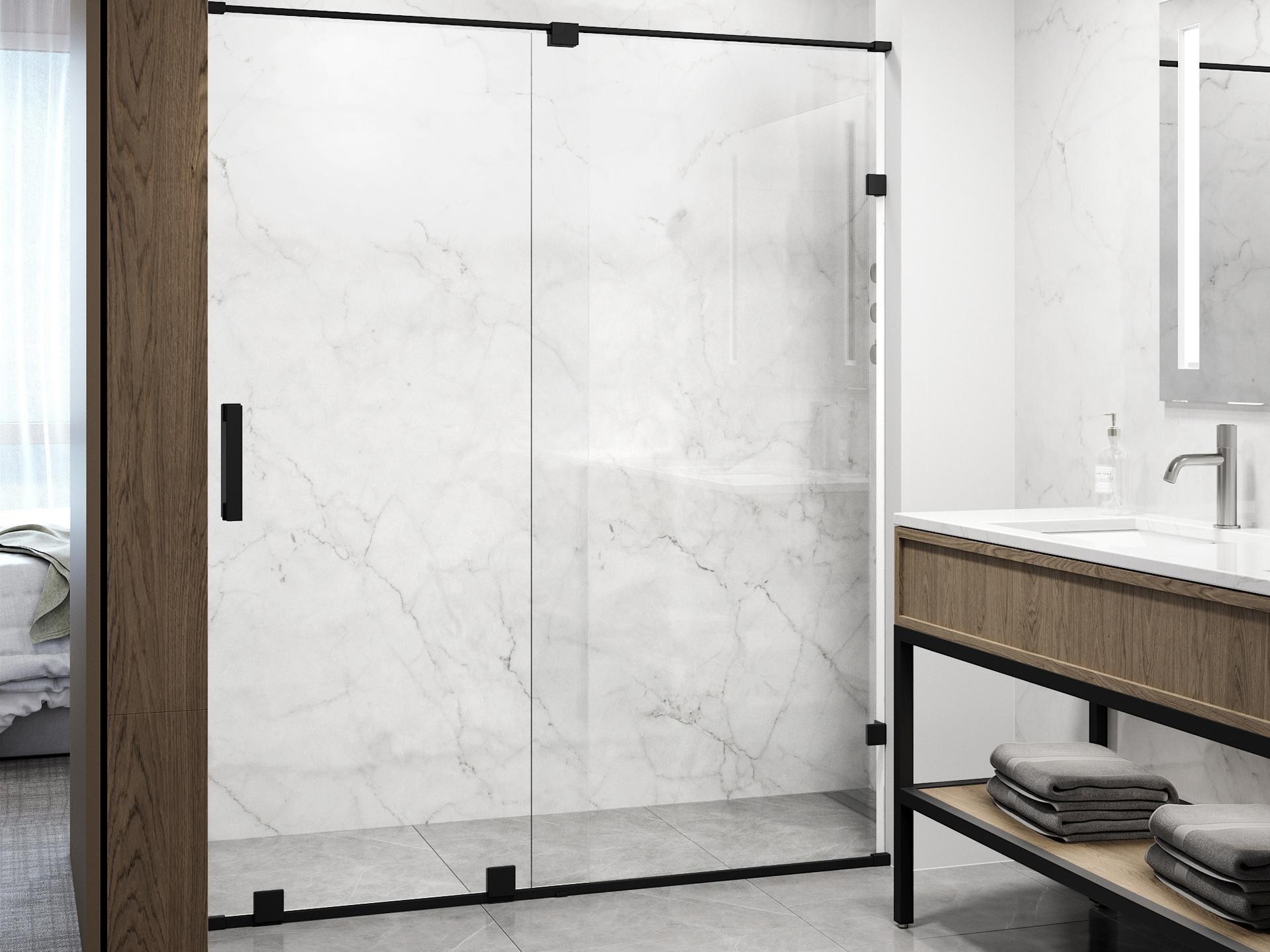 Vigo Ryland Clear Glass Matte Black Sliding Shower Door