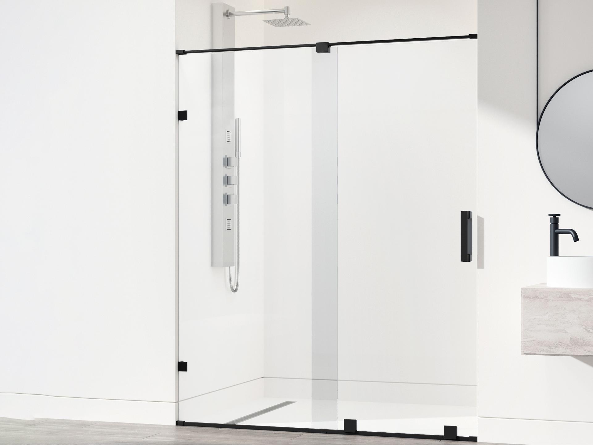 Vigo Ryland Clear Glass Matte Black Sliding Shower Door