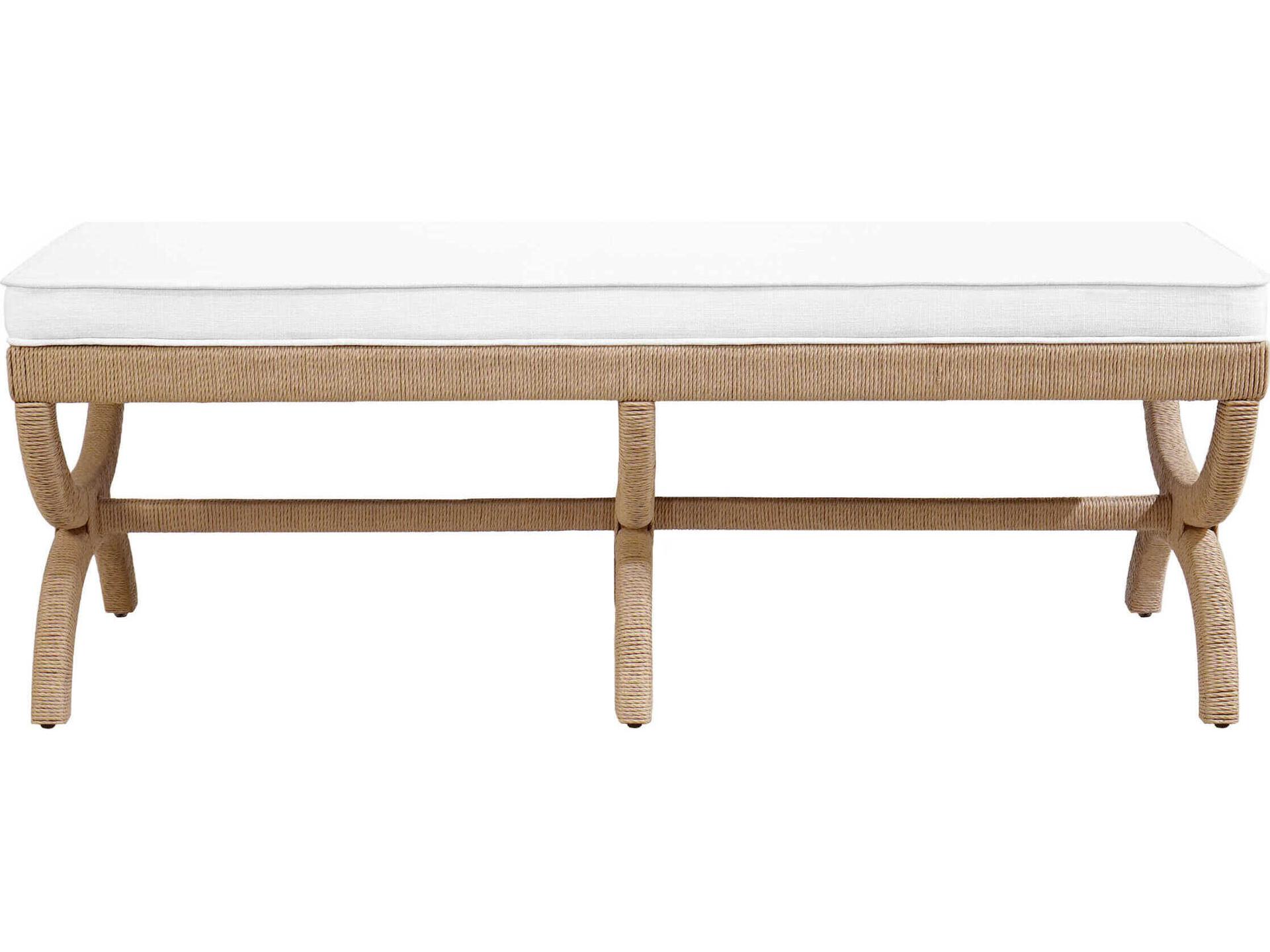 Worlds Away Rope Brown Upholstered Accent Bench