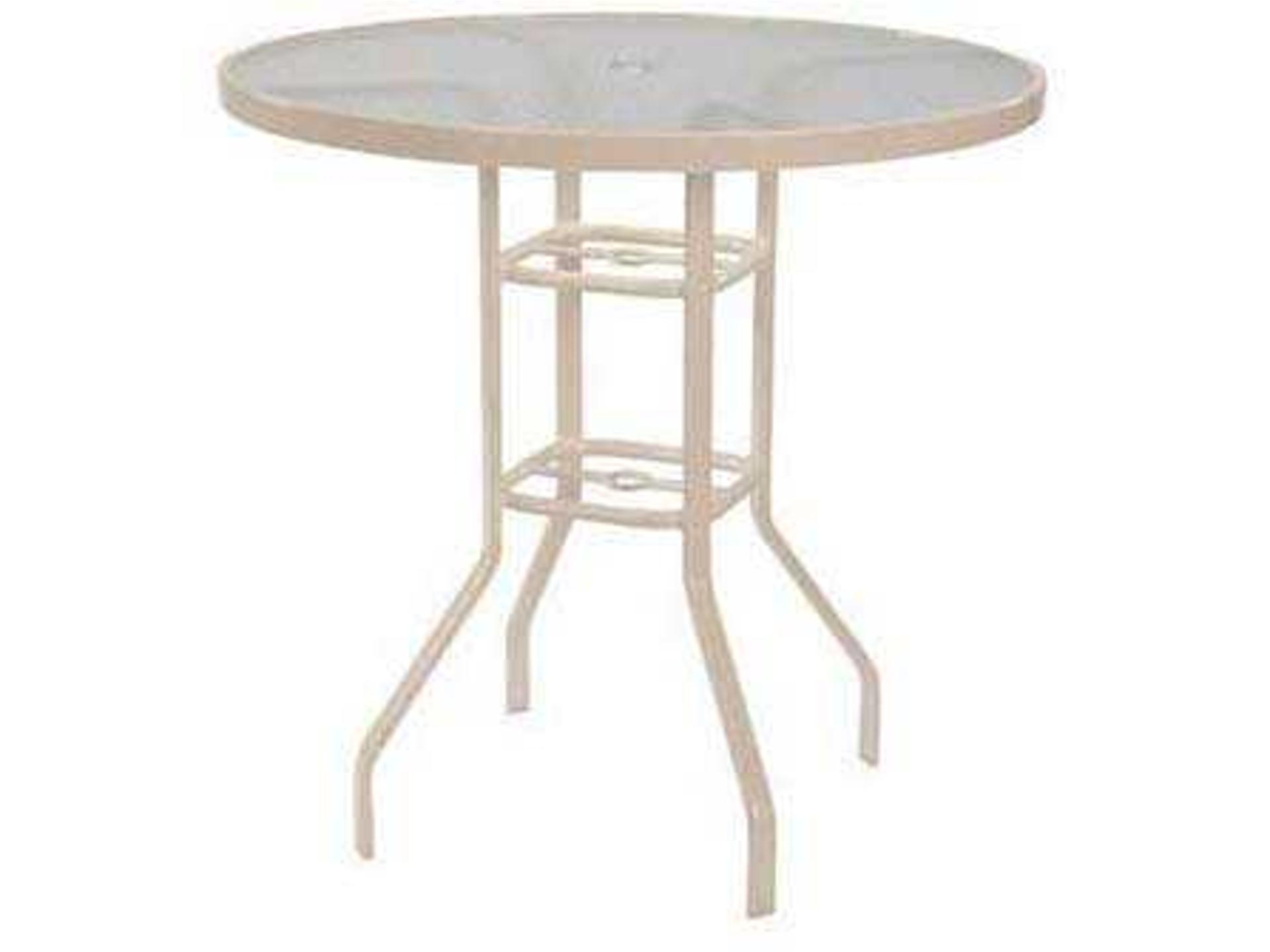 Windward Design Group Glass Top Aluminum Round Balcony Table with Umbrella Hole
