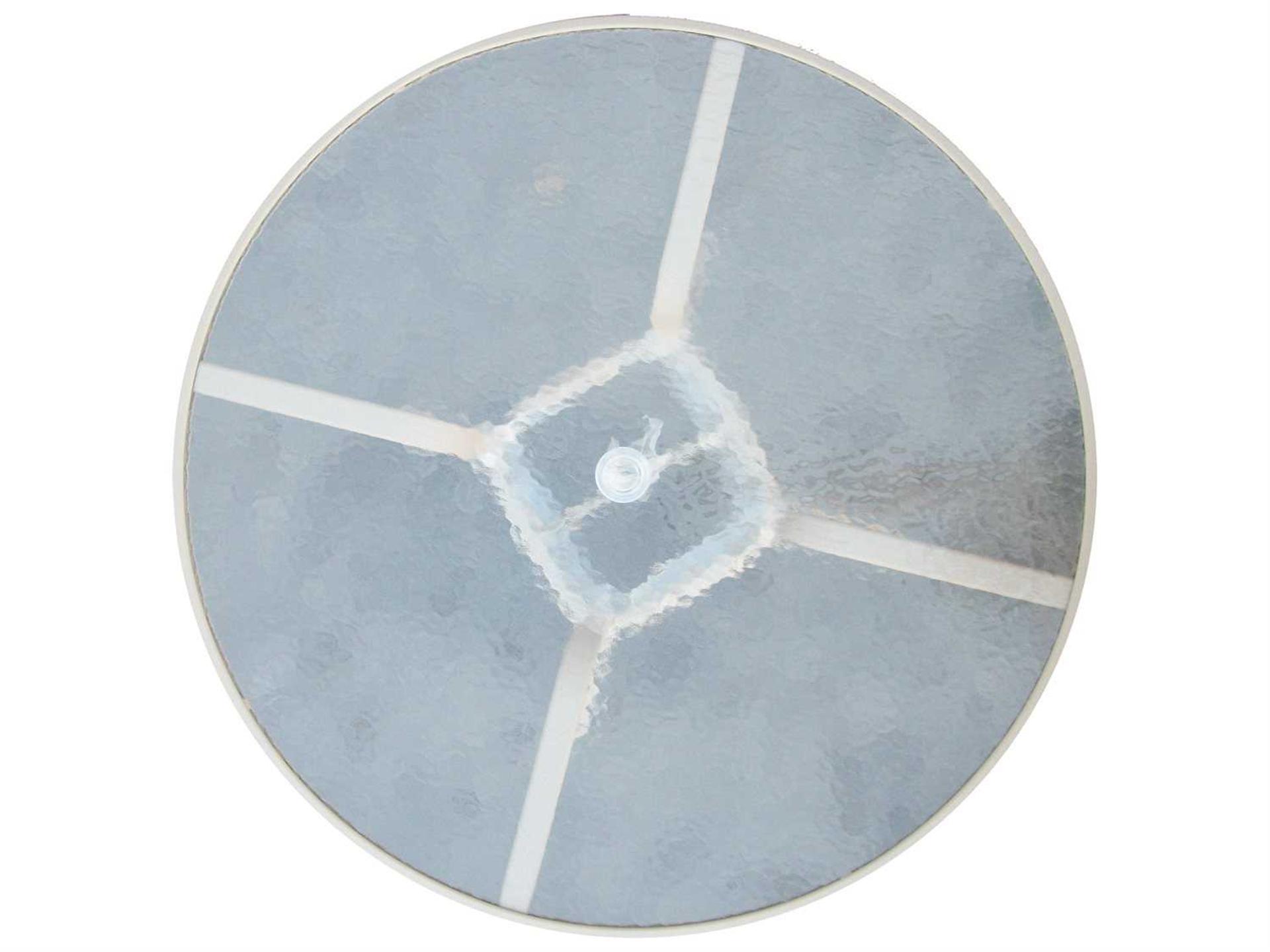 Windward Design Group Glass Top Aluminum Round Balcony Table with Umbrella Hole