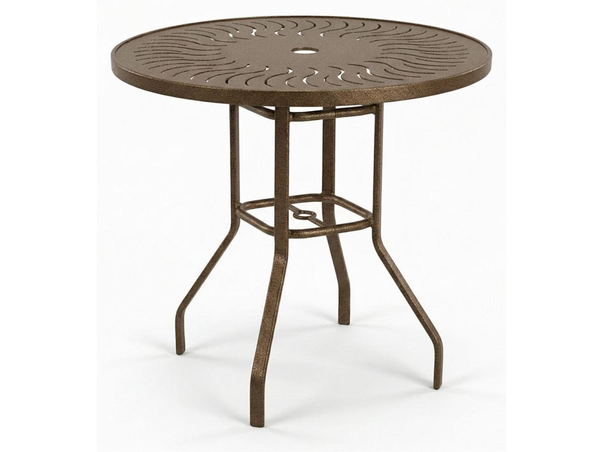 Windward Design Group Sunburst Punched Aluminum Round Balcony Table with Umbrella Hole