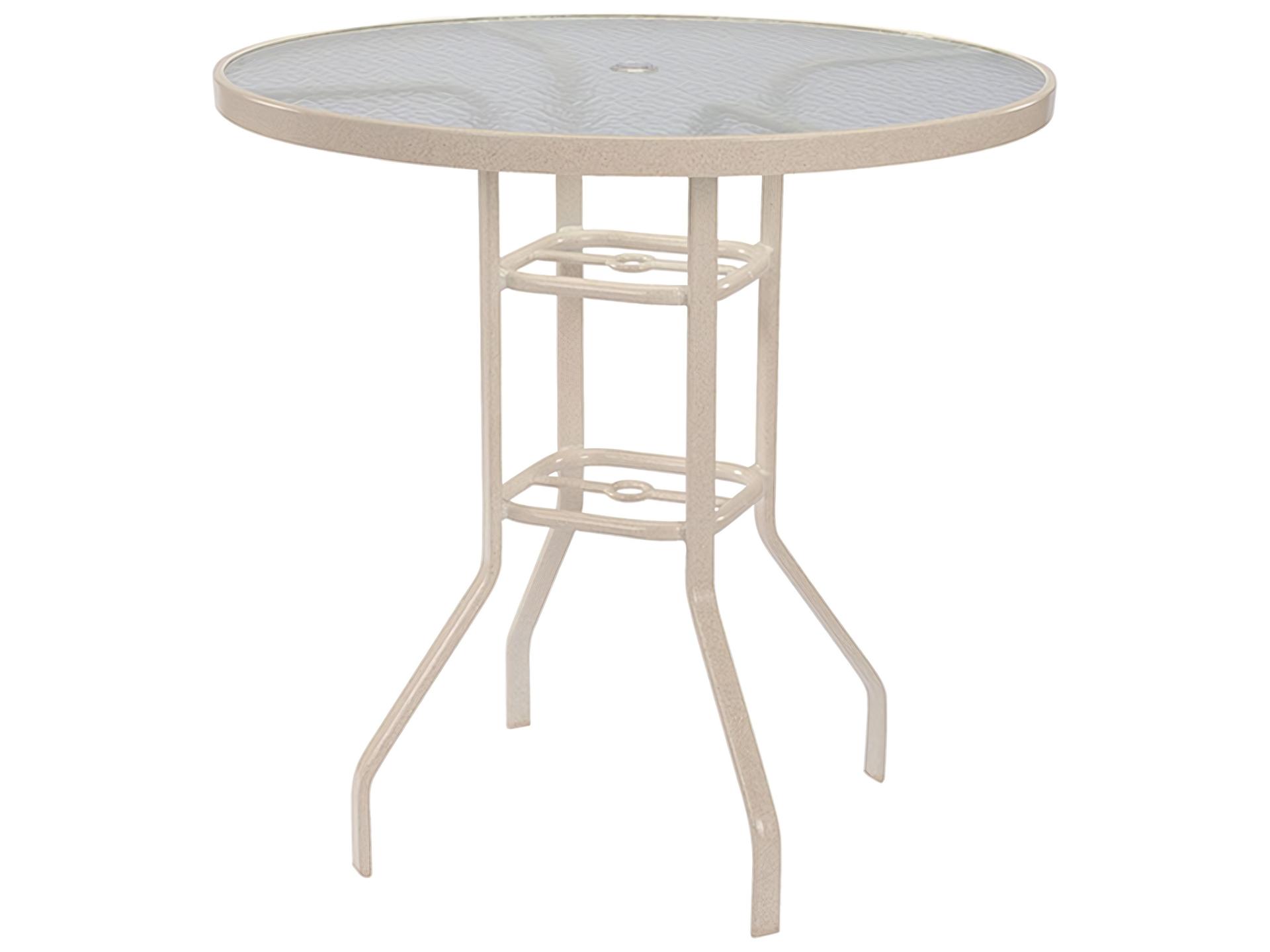 Windward Design Group Acrylic Top Aluminum Round Balcony Table with Umbrella Hole