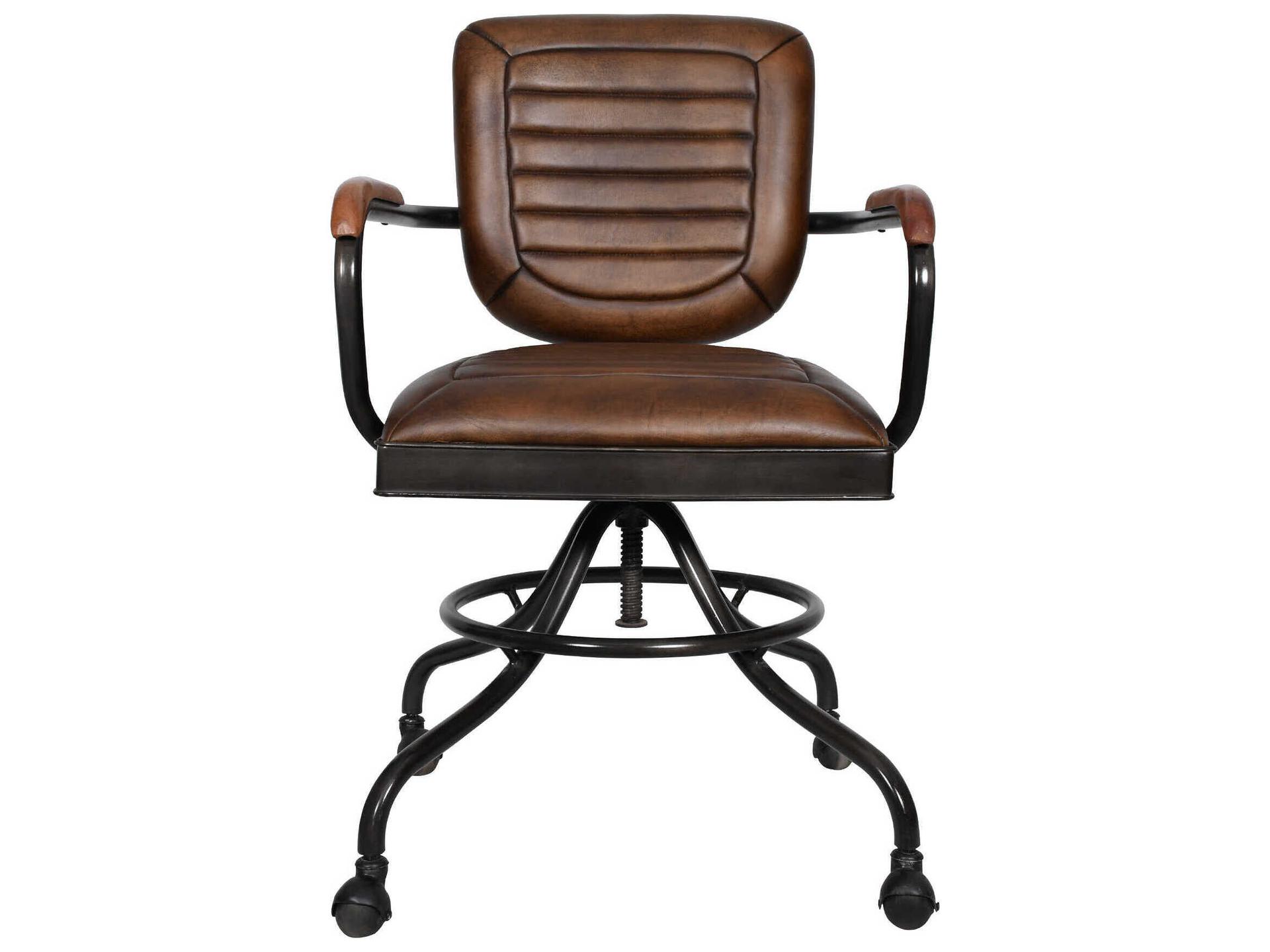 World Interiors Brisben Black Leather Adjustable Swivel Computer Office Chair