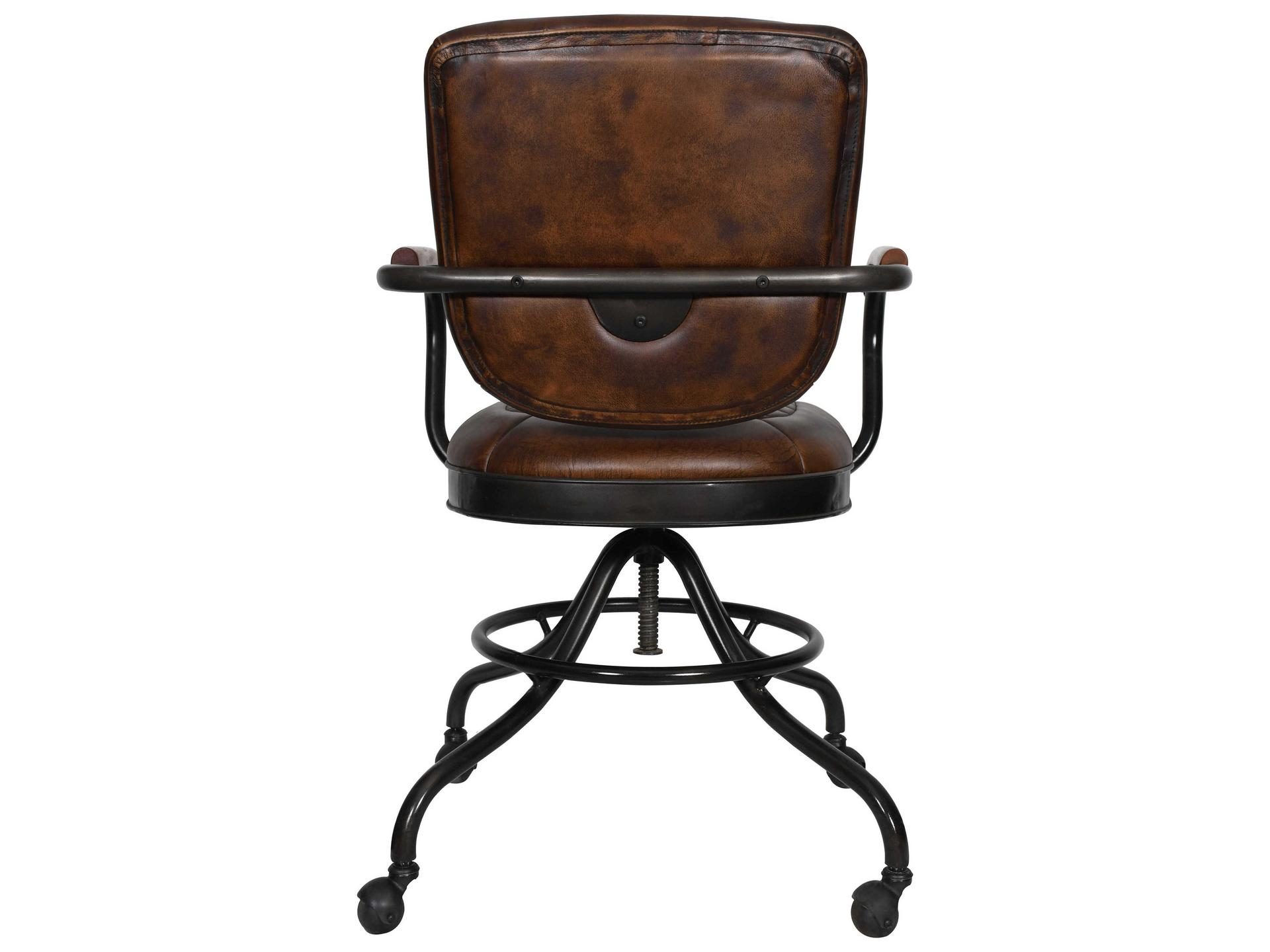 World Interiors Brisben Black Leather Adjustable Swivel Computer Office Chair