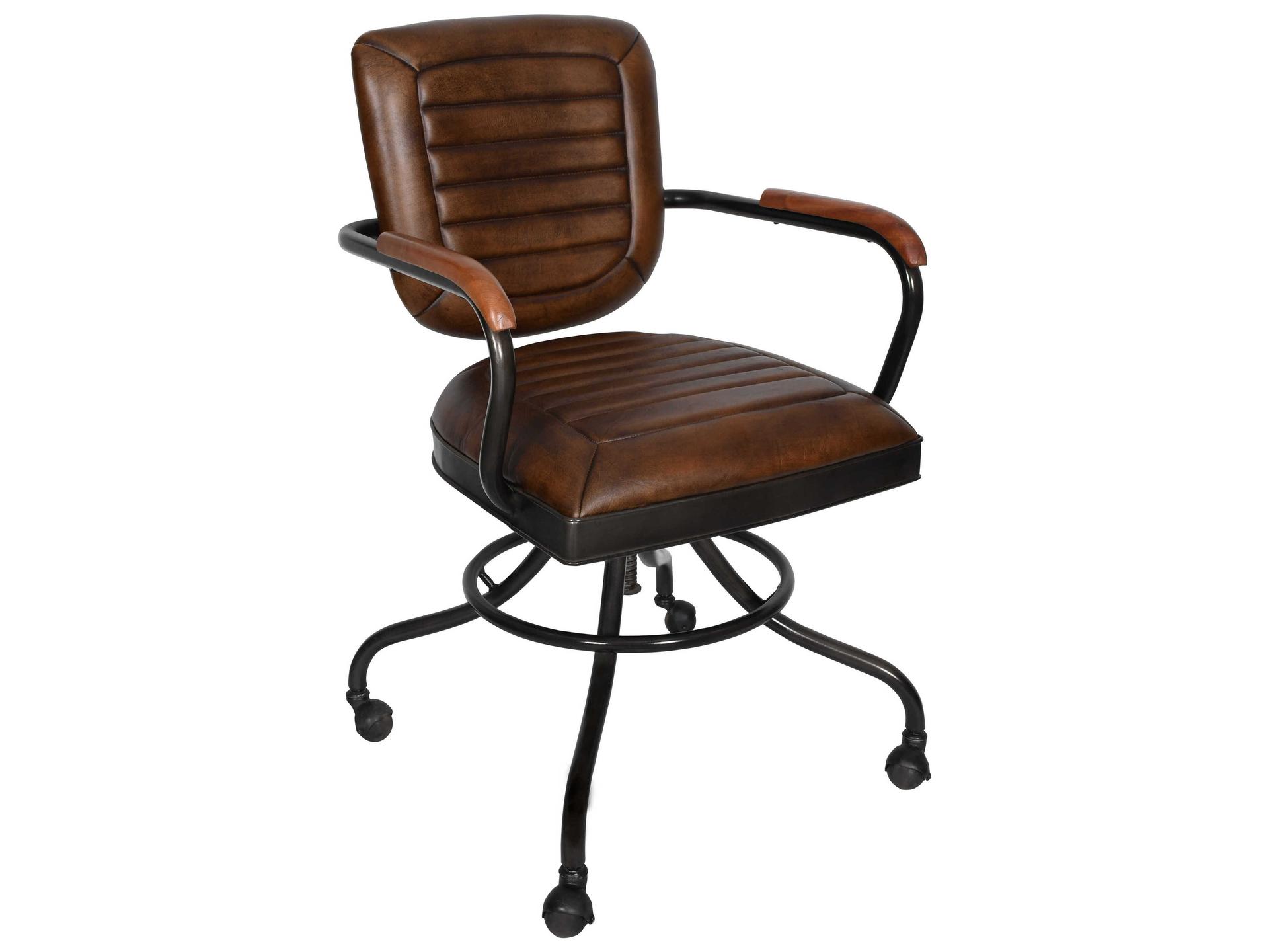 Brisben Black Leather Adjustable Swivel Computer Office Chair