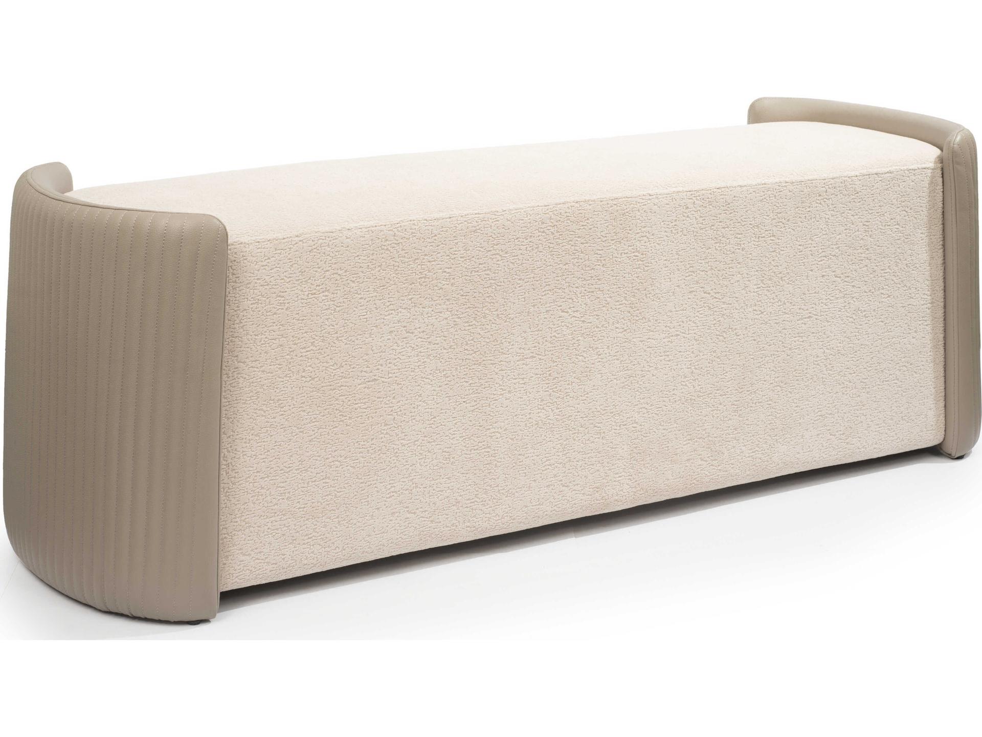 Hug Taupe Beige Upholstered Accent Bench