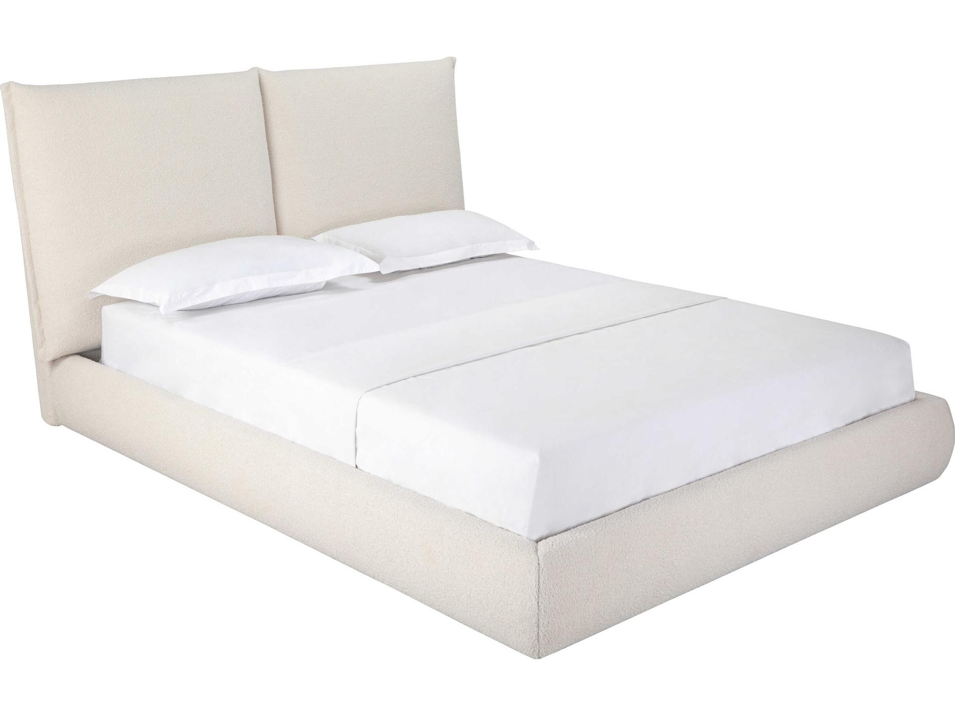 Eric Beige Upholstered Queen Platform Bed