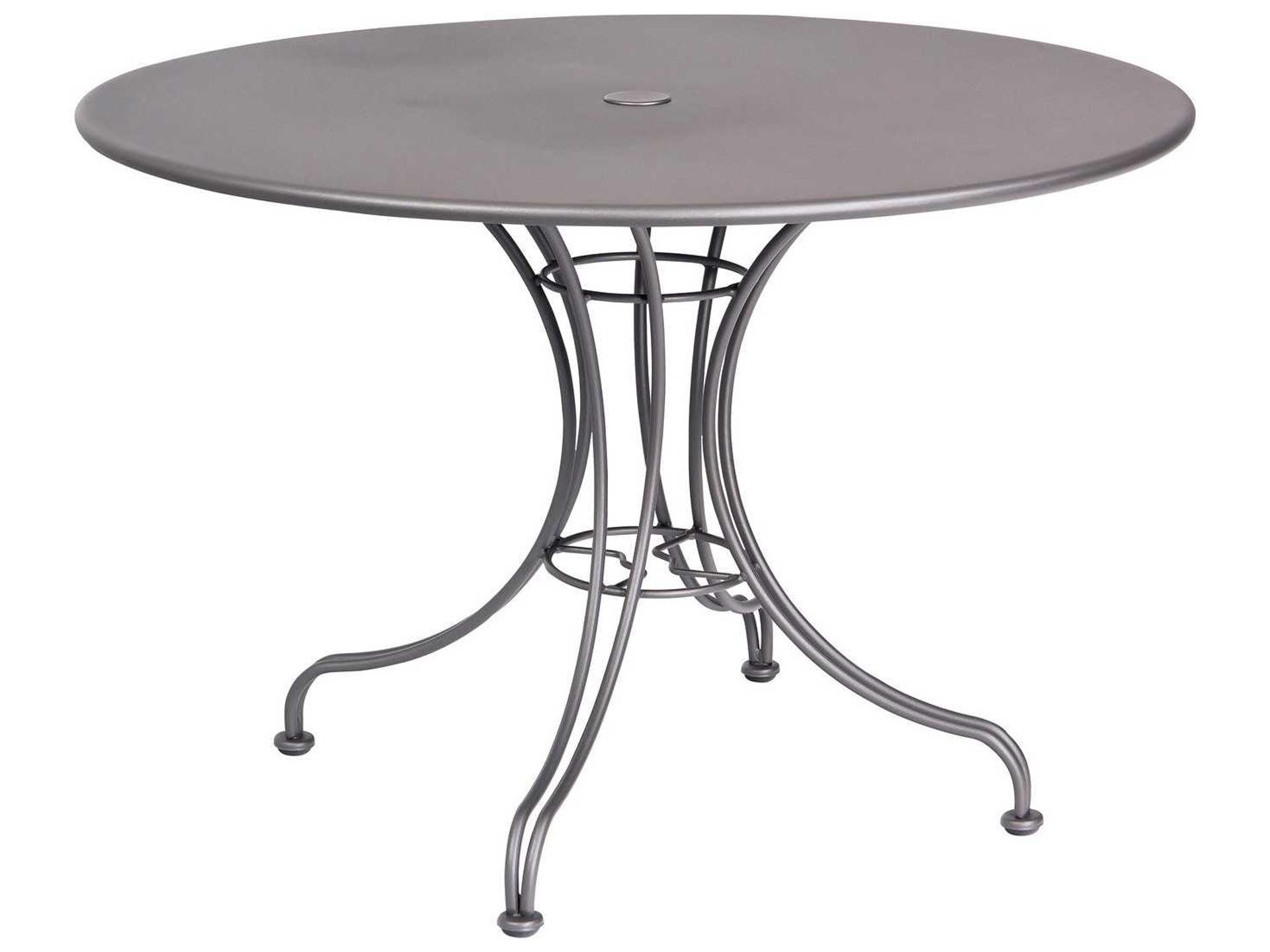 Wrought Iron Round Patio Dining Table with Umbrella Hole