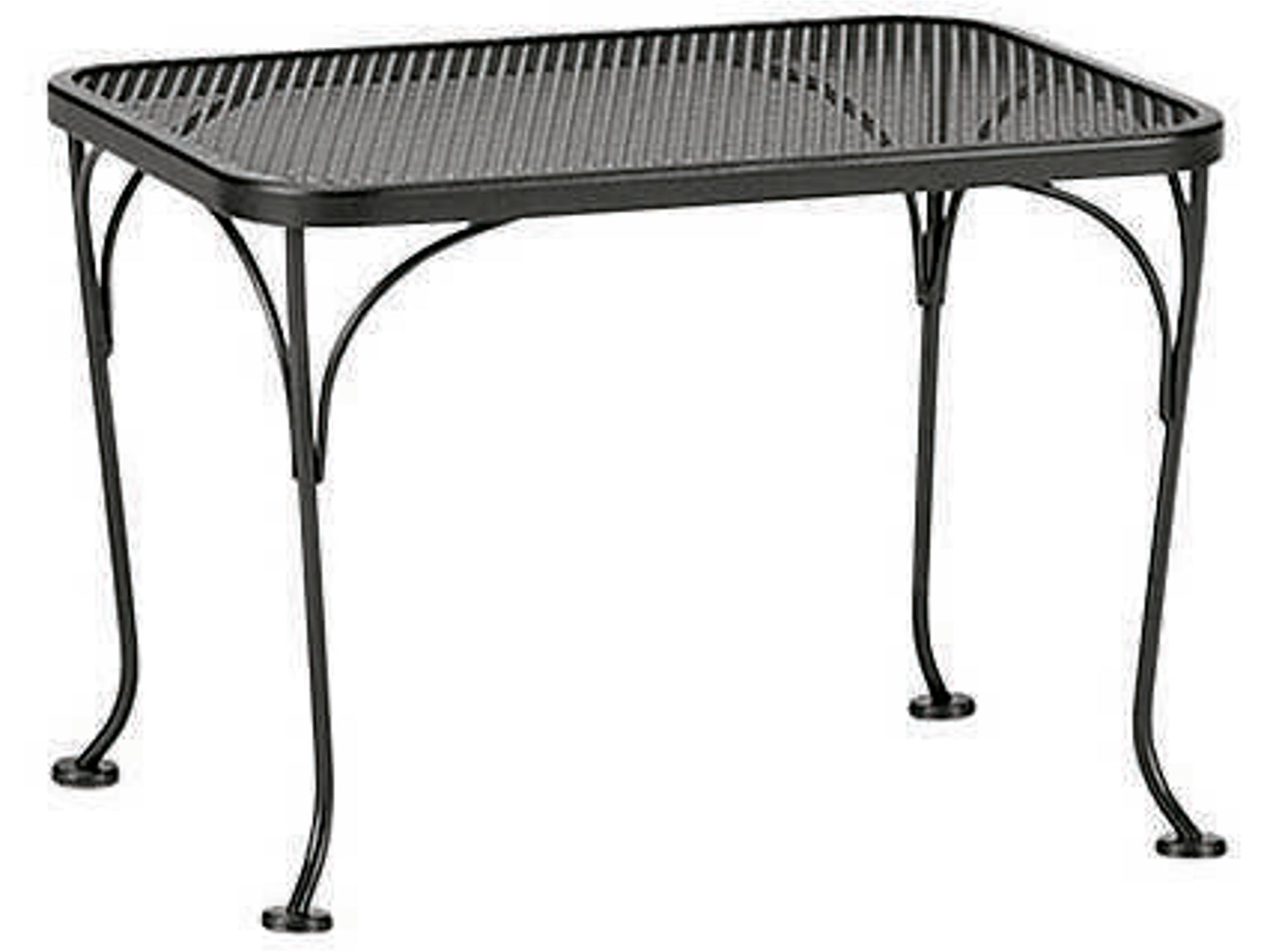 Wrought Iron Mesh Rectangular Outdoor Patio End Table
