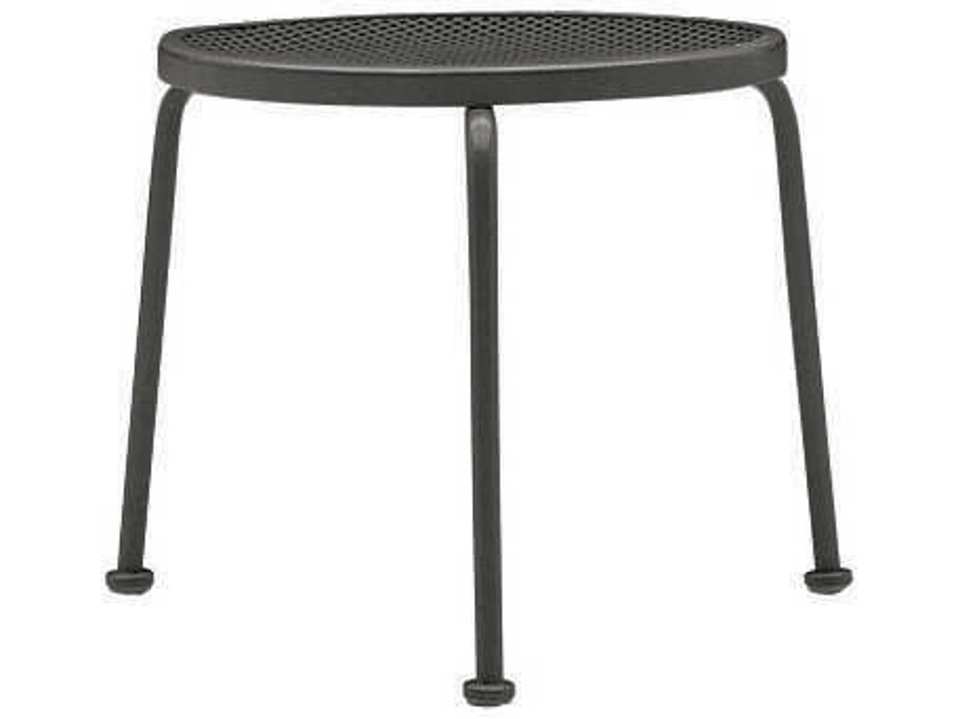 Wrought Iron Mesh Round Stackable Patio End Table