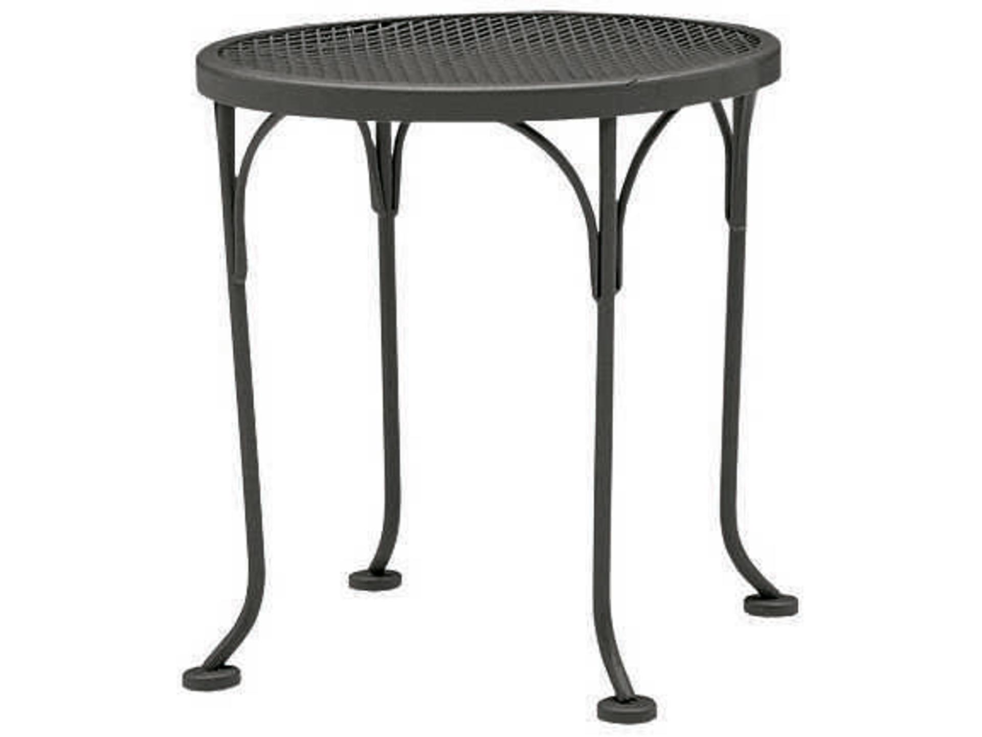 Woodard Wrought Iron Mesh Round Outdoor End Table