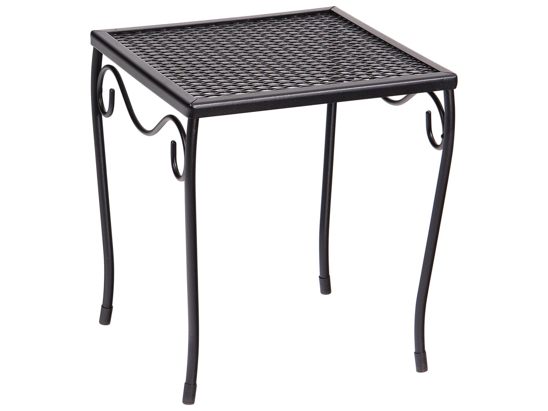 Wrought Iron Mesh Square Small Outdoor Patio End Table