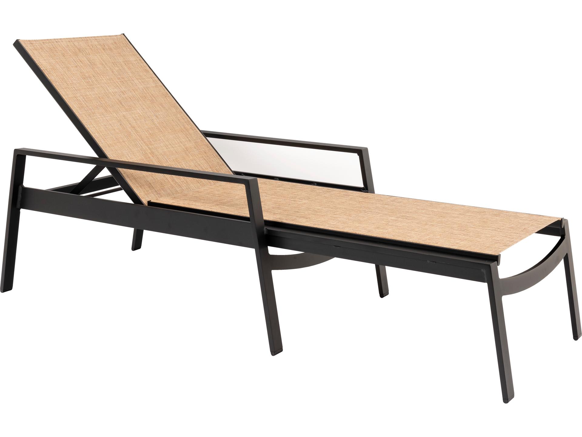 Woodard Hudson Sling Aluminum Adjustable Outdoor Patio Chaise Lounge with Arms