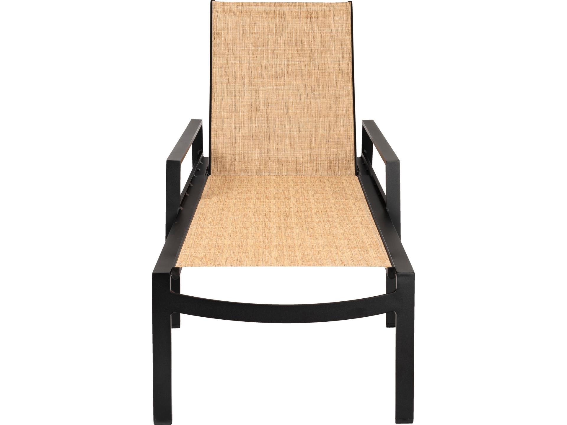 Woodard Hudson Sling Aluminum Adjustable Outdoor Patio Chaise Lounge with Arms