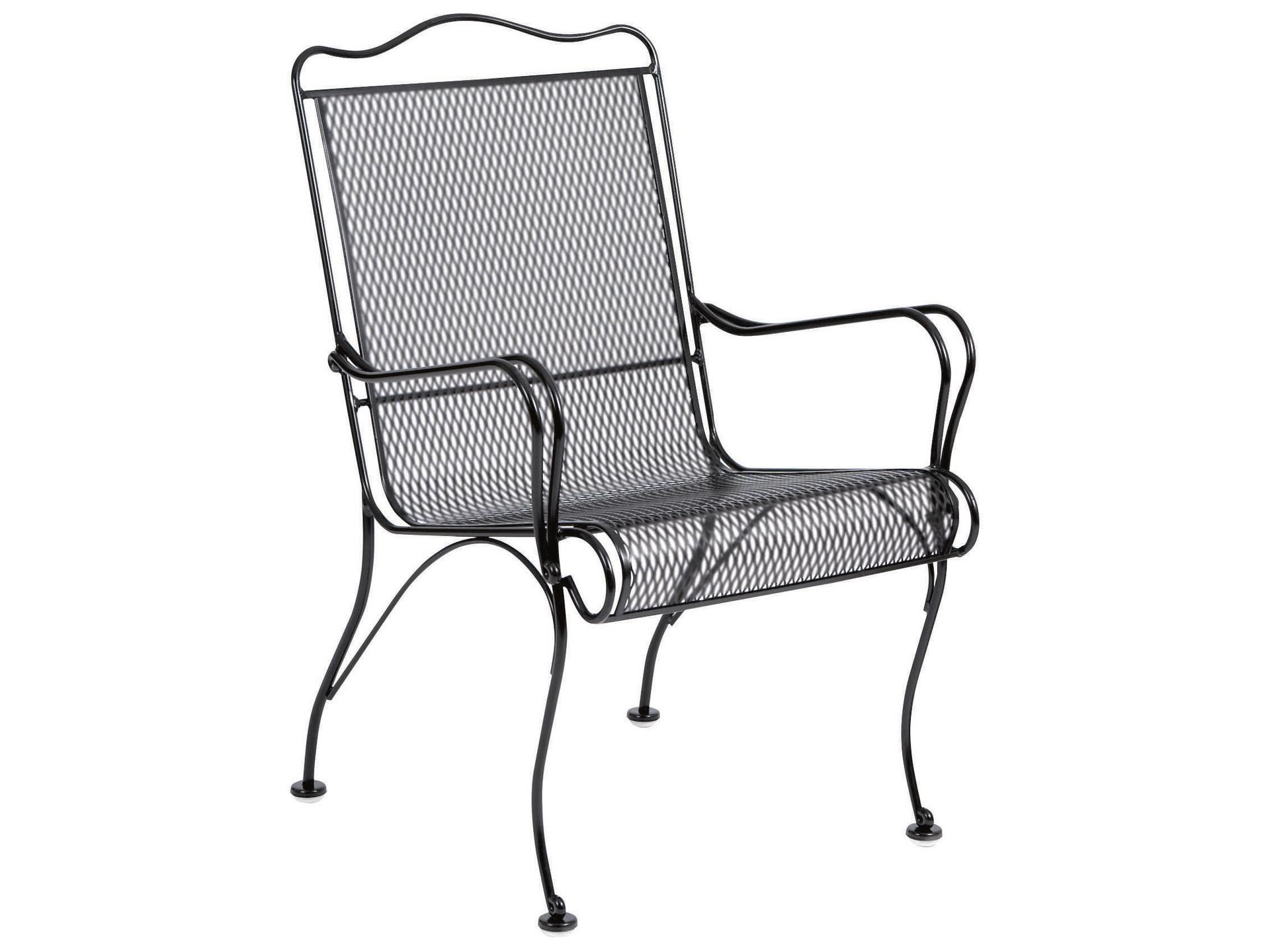 Tucson Wrought Iron High Back Outdoor Patio Dining Arm Chair