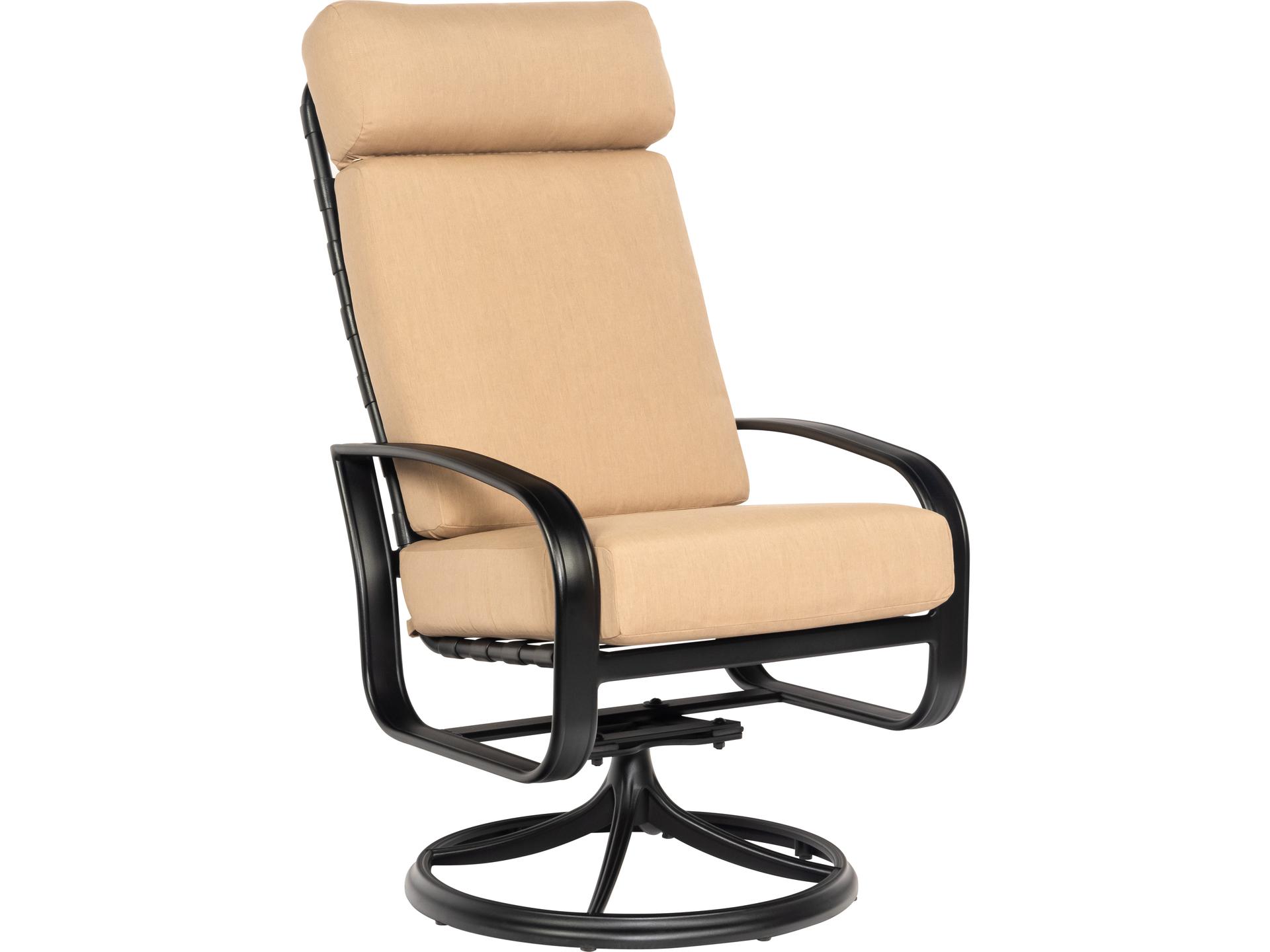 Woodard Cayman Isle Cushion Aluminum High Back Swivel Rocker Outdoor Patio Dining Arm Chair