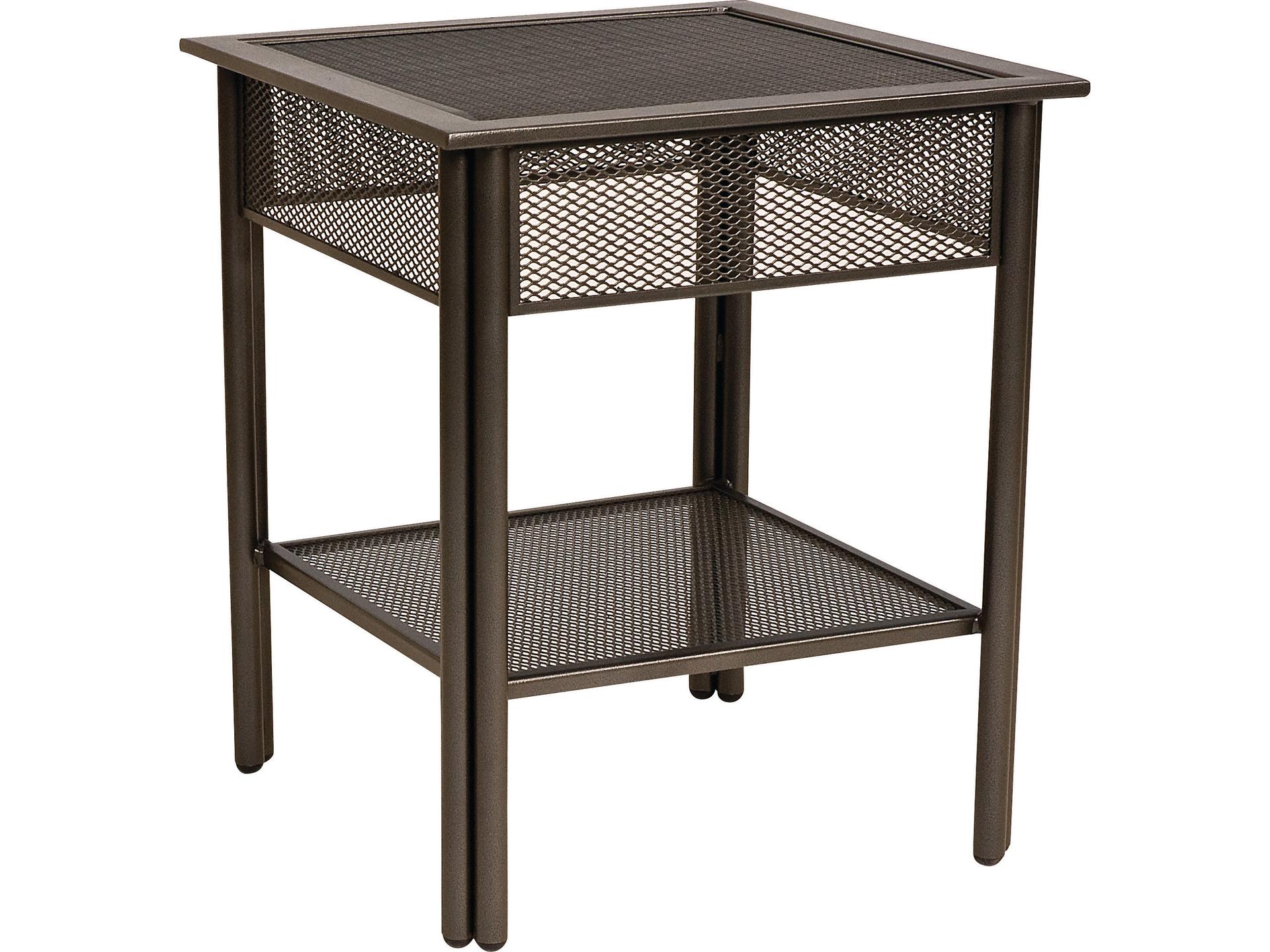 Jax Wrought Iron Square Micro-Mesh Top Patio End Table