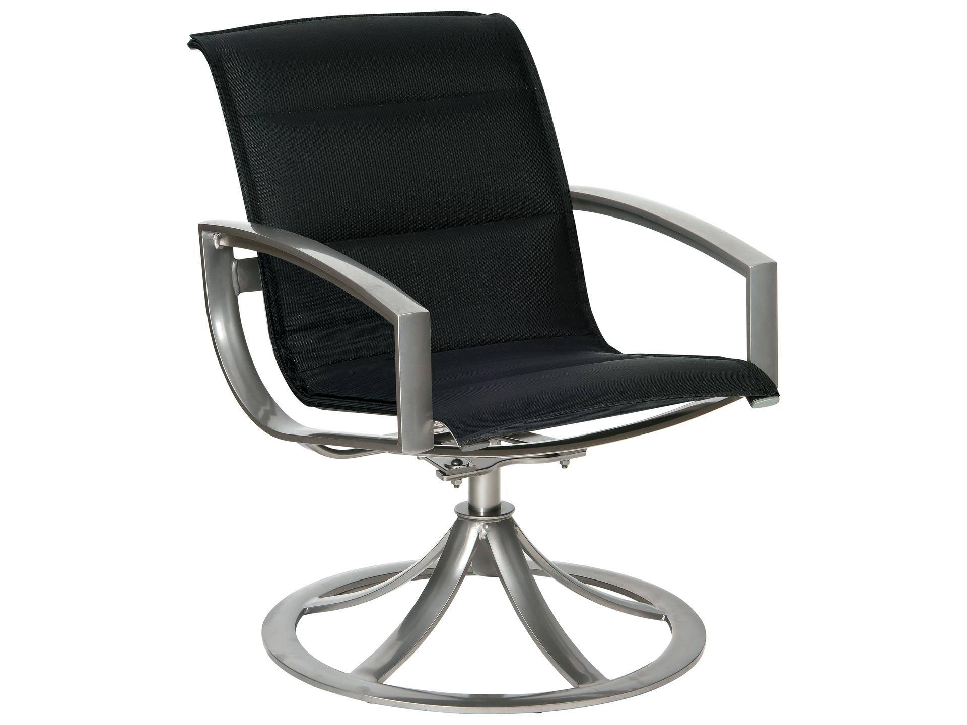 Woodard Metropolis Padded Sling Aluminum Swivel Patio Dining Arm Chair