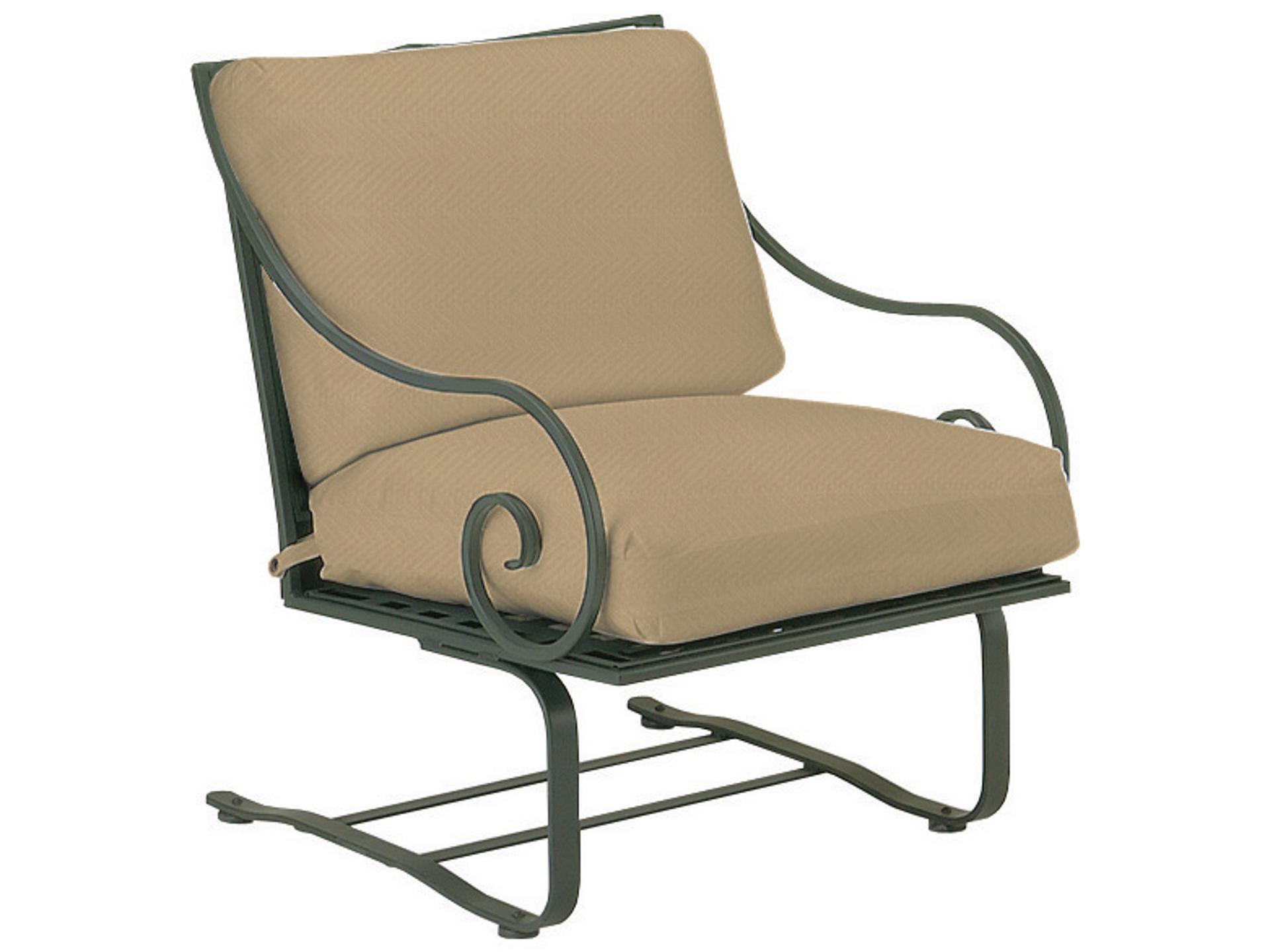 Woodard Sheffield Cushion Wrought Iron Spring Outdoor Patio Lounge Chair