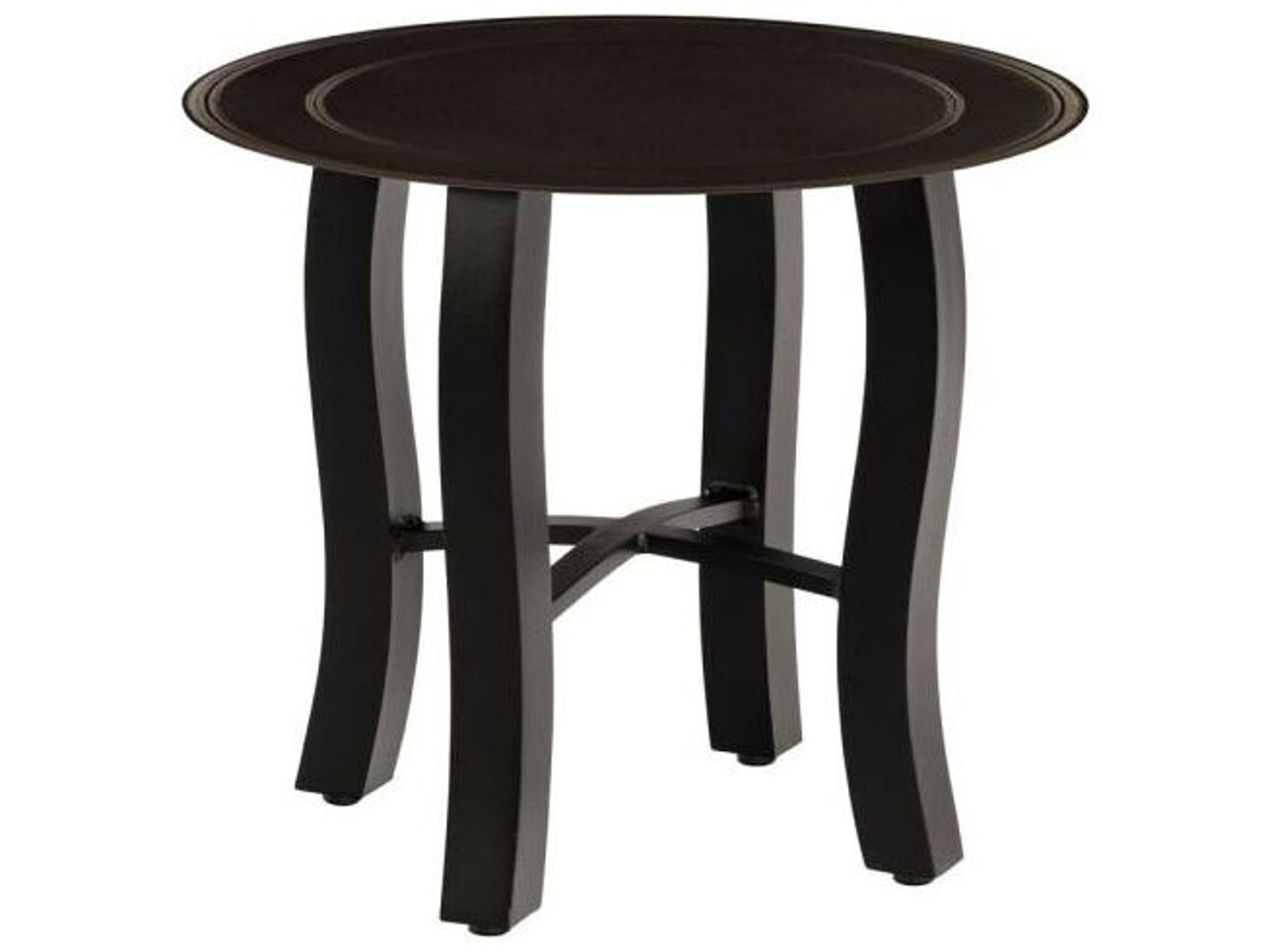 Solid Cast Aluminum Round Outdoor End Table in Carson Base