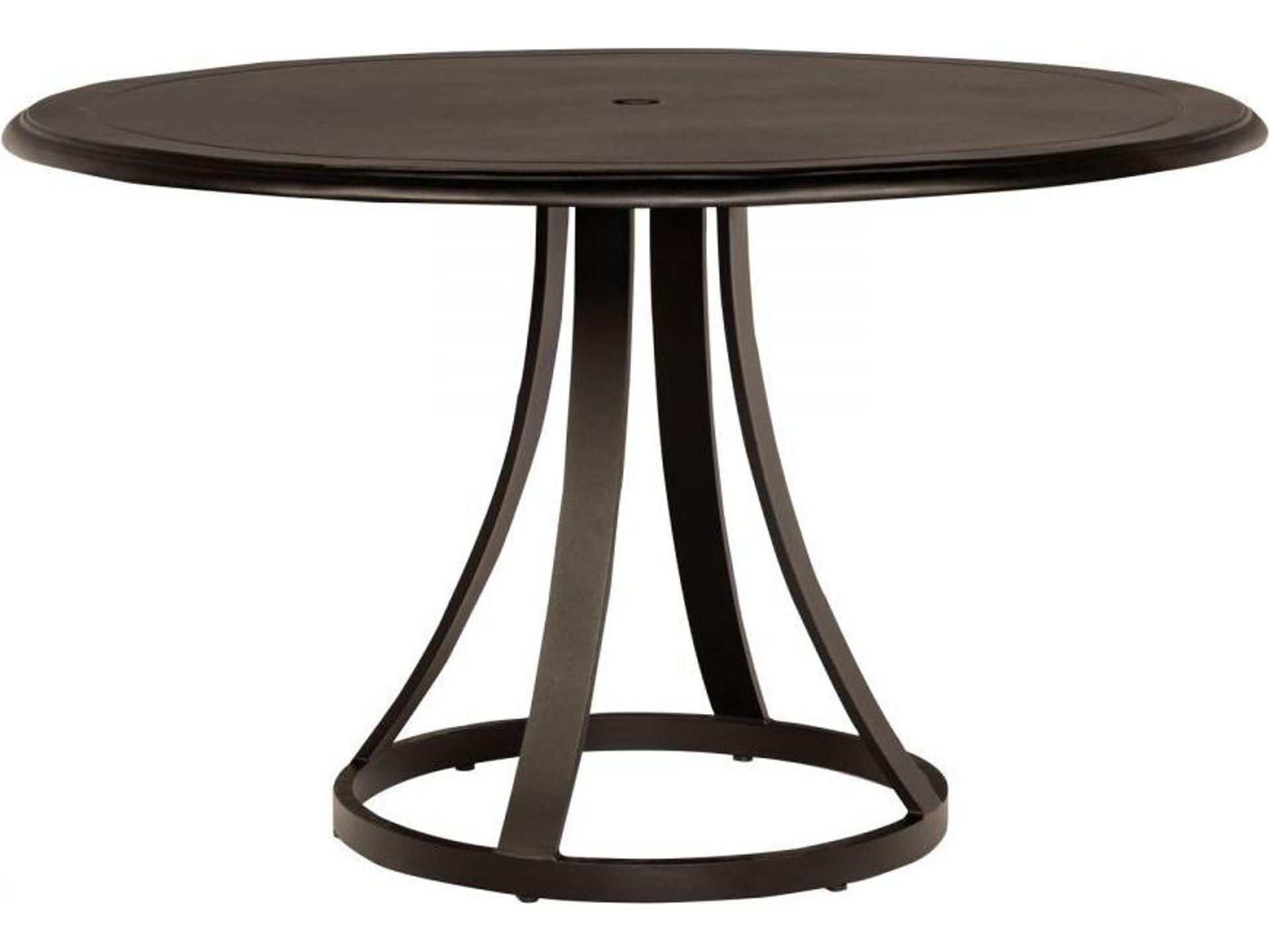 Solid Cast Aluminum Round Patio Dining Table with Umbrella Hole